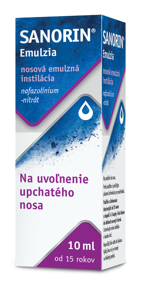 Sanorin 1 ‰ nosová emulzia pri upchatom nose – 10 ml