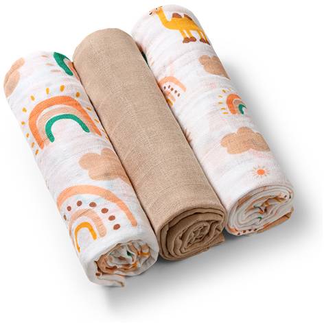 Babyono Babyono Plienky mušelínové Super soft 3 ks - béžová