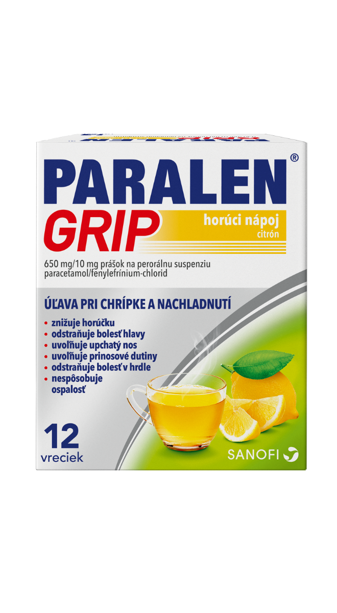 Paralen Grip Citrón horúci nápoj pri chrípke – 12 ks