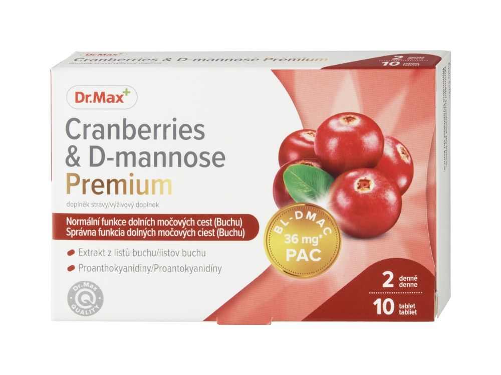 Dr. Max D-Manóza s extraktom z brusníc Dr. Max, 10 tabliet