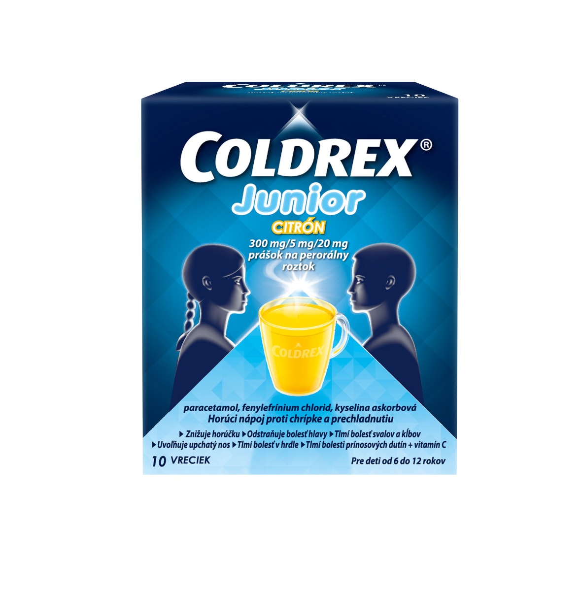 Coldrex Junior Citrón horúci nápoj pri horúčke pre deti – 10 ks