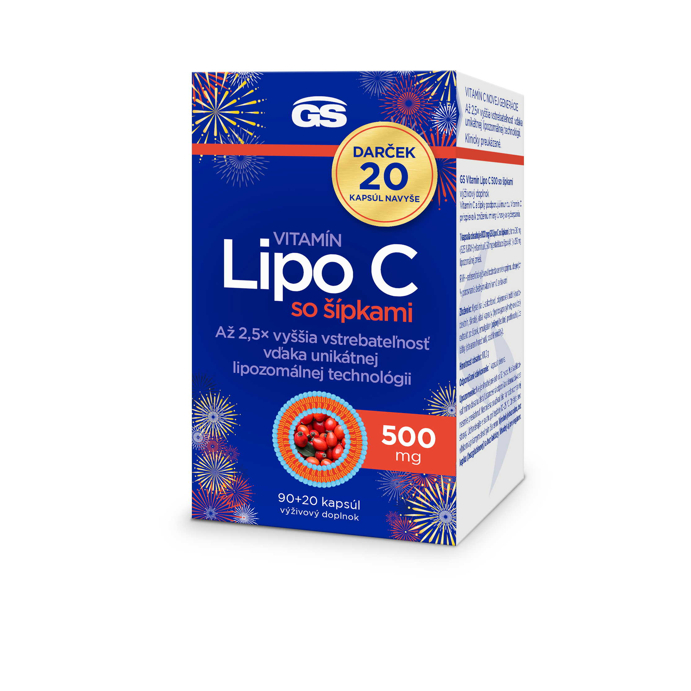 GS GS Vitamin Lipo C 500 mg se šípky cps. 90+20 darček