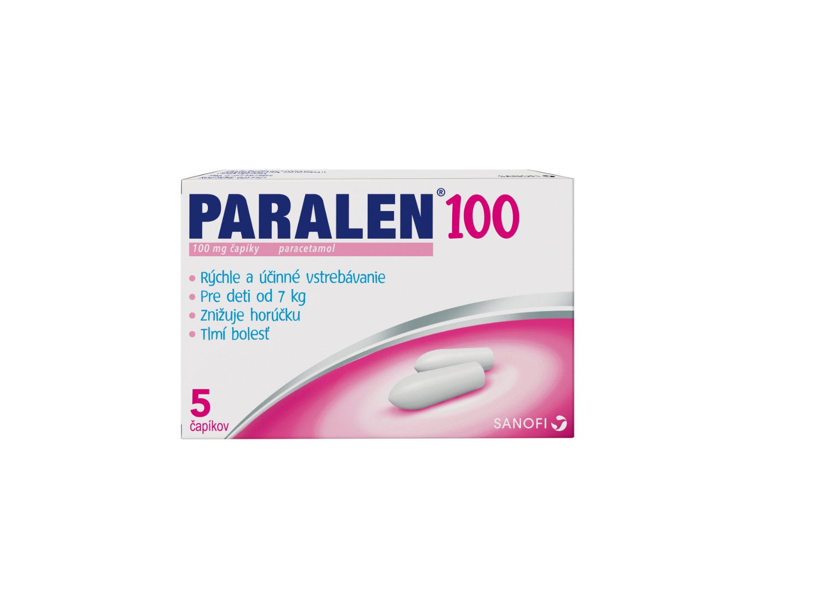 Paralen 100 mg čapíky pri horúčke pre deti – 5 ks