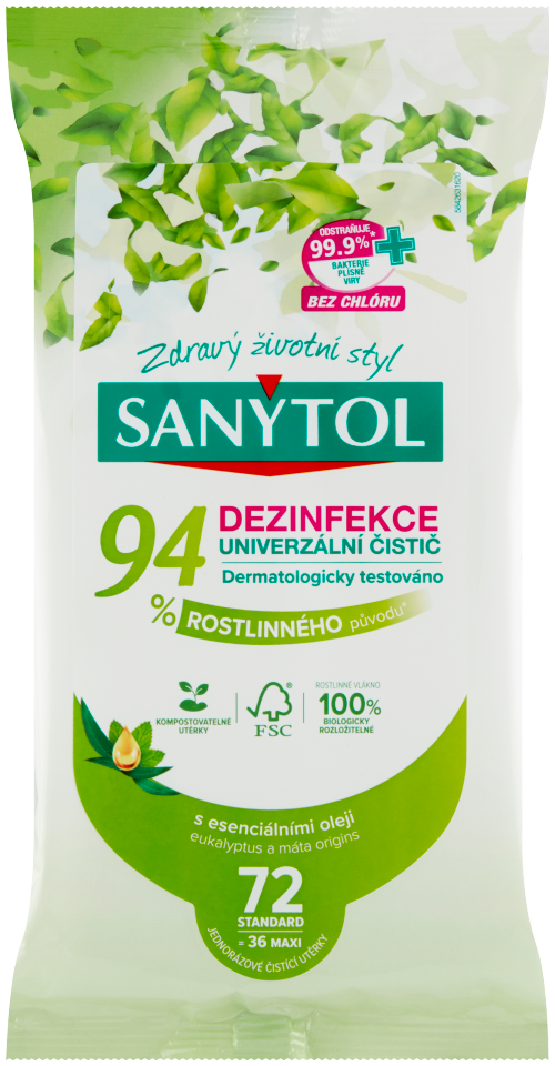 Sanytol Sanytol dezinfekcia 94% rastlinný čistič utierky