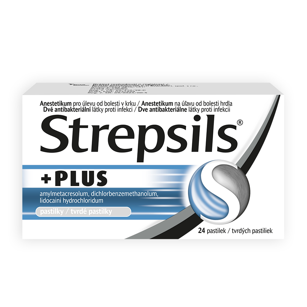 Strepsils Strepsils Plus pastilky pri silnej bolesti hrdla a zápale – 24 ks