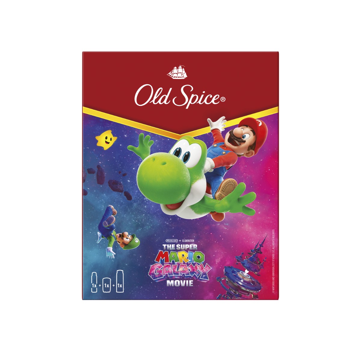 Old Spice Old Spice darčeková sada Super Mario Galaxy Movie: tuhý deodorant, deodorant v spreji, sprchový gél Bearglove