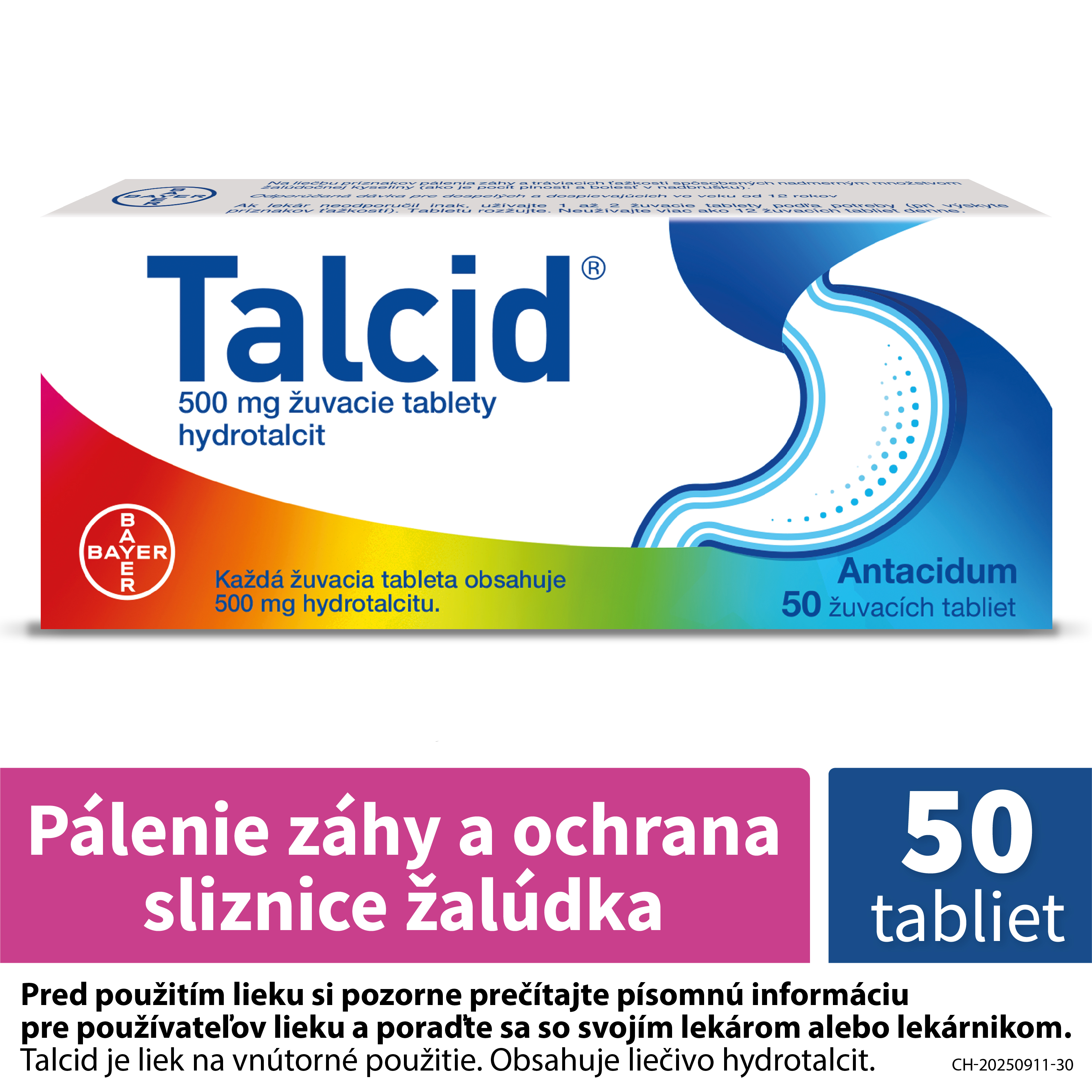 Talcid Talcid 500 mg žuvacie tablety pri pálení záhy – 50 ks