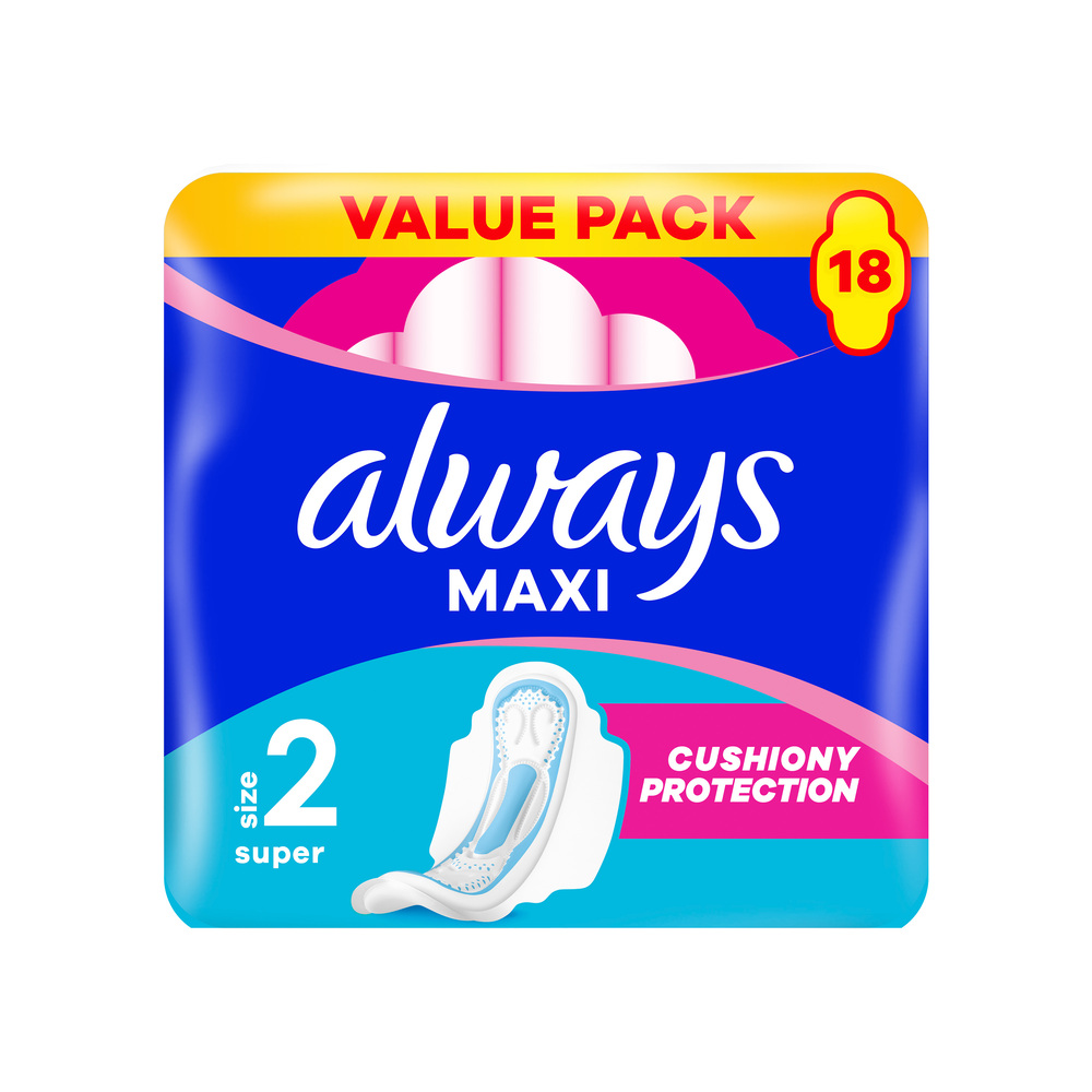 Always Always Maxi Super Hygienické Vložky (Veľkosť 2) S Krídelkami