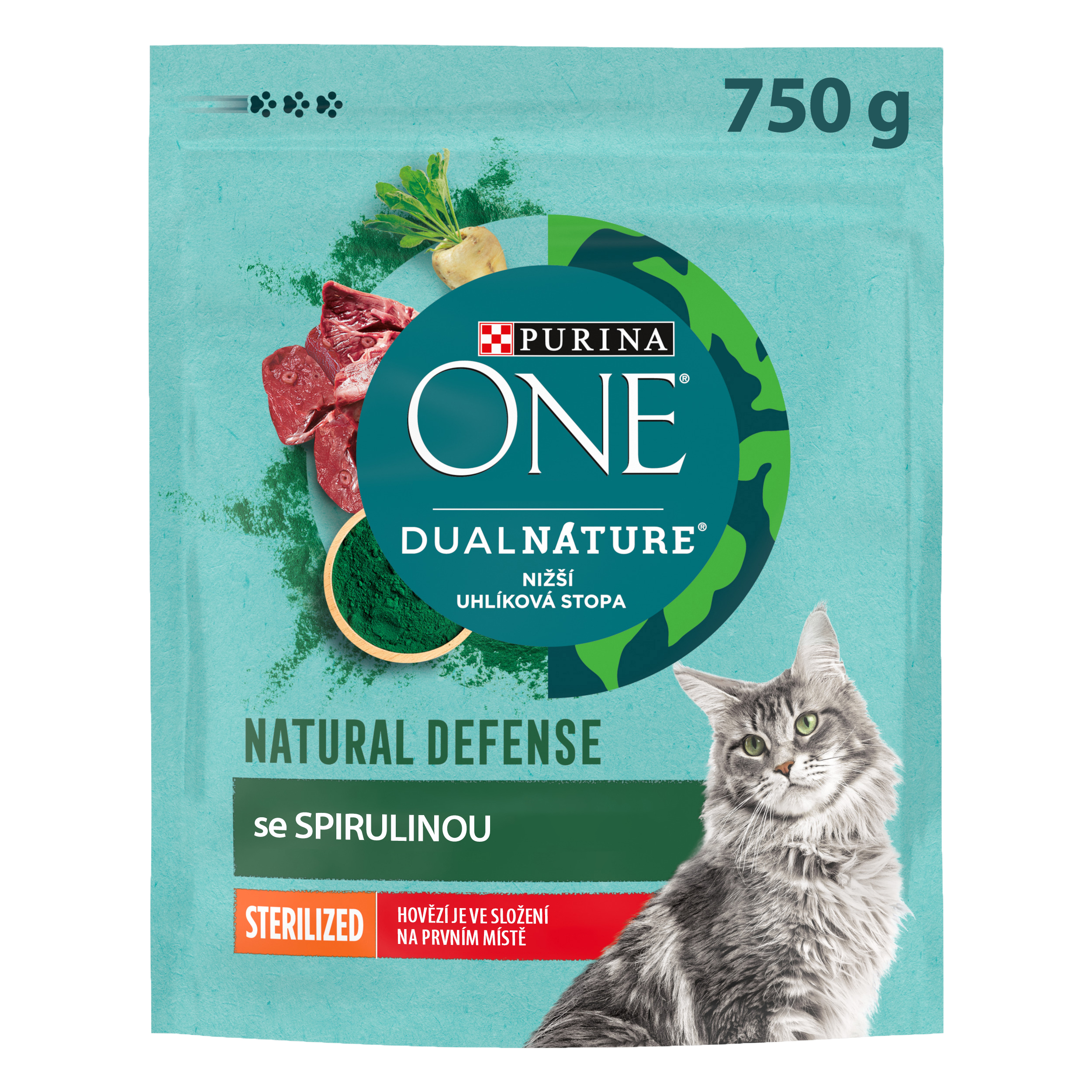 Purina One Dual Nature Sterilized s hovädzím a spirulinou 750g