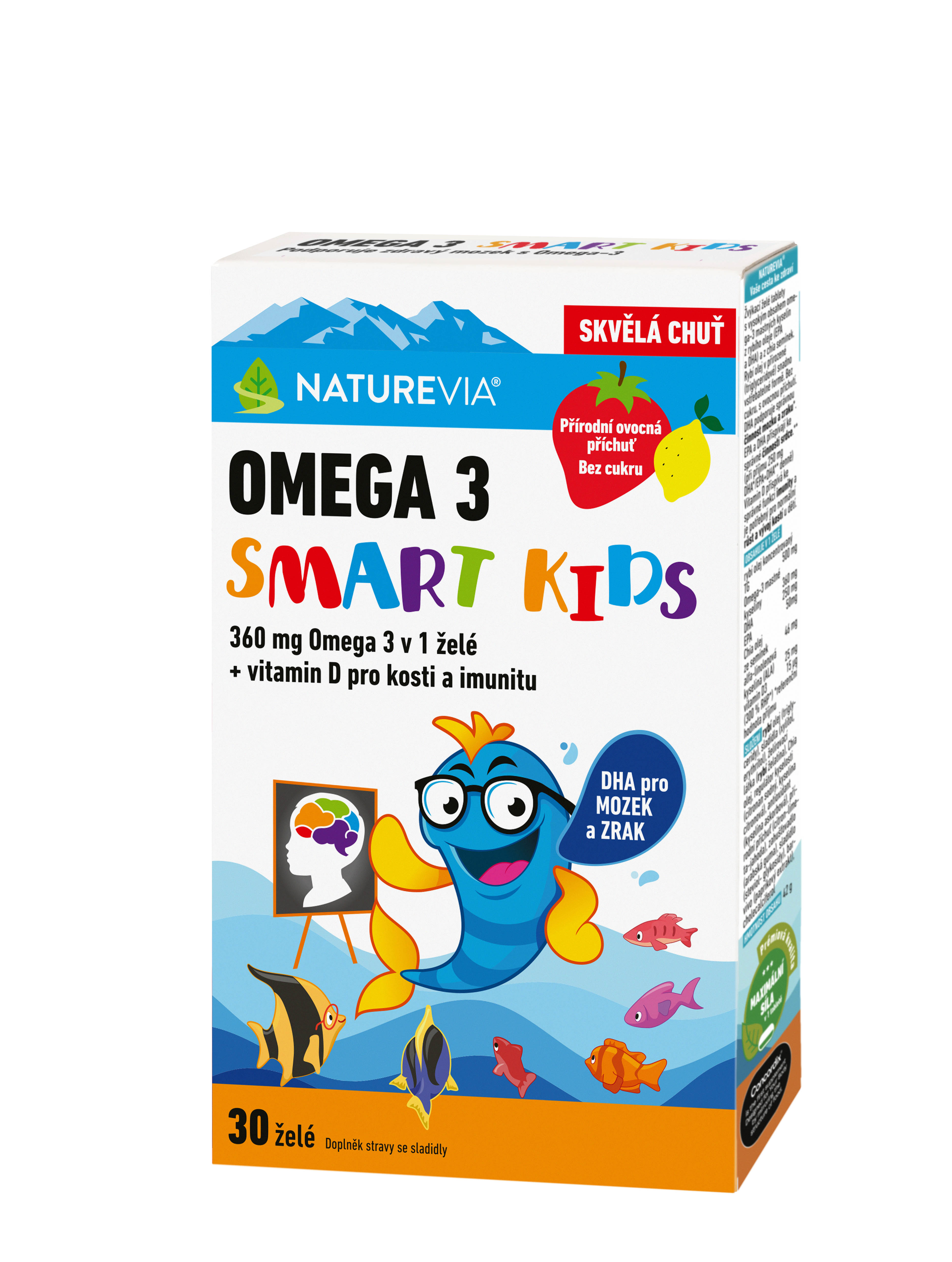Naturevia omega 3 smart kids + vitamín d (30 želé)