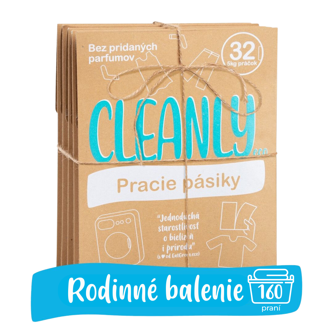 Cleanly Eco Cleanly pracie pásiky bez vône, 150 praní - rodinné balenie