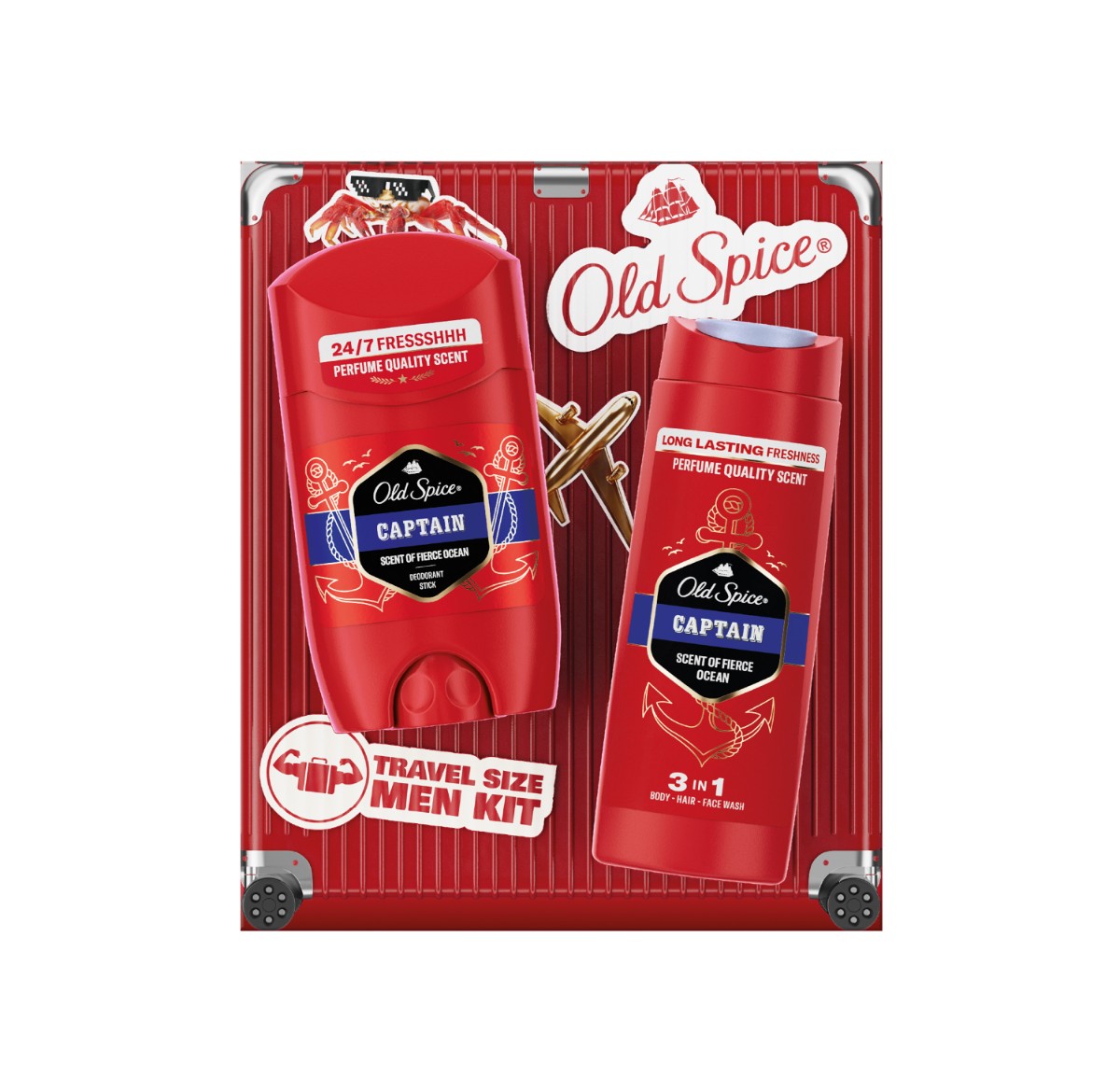 Old Spice Old Spice cestovná darčeková sada s tuhým deodorantom a sprchovým gélom Captain