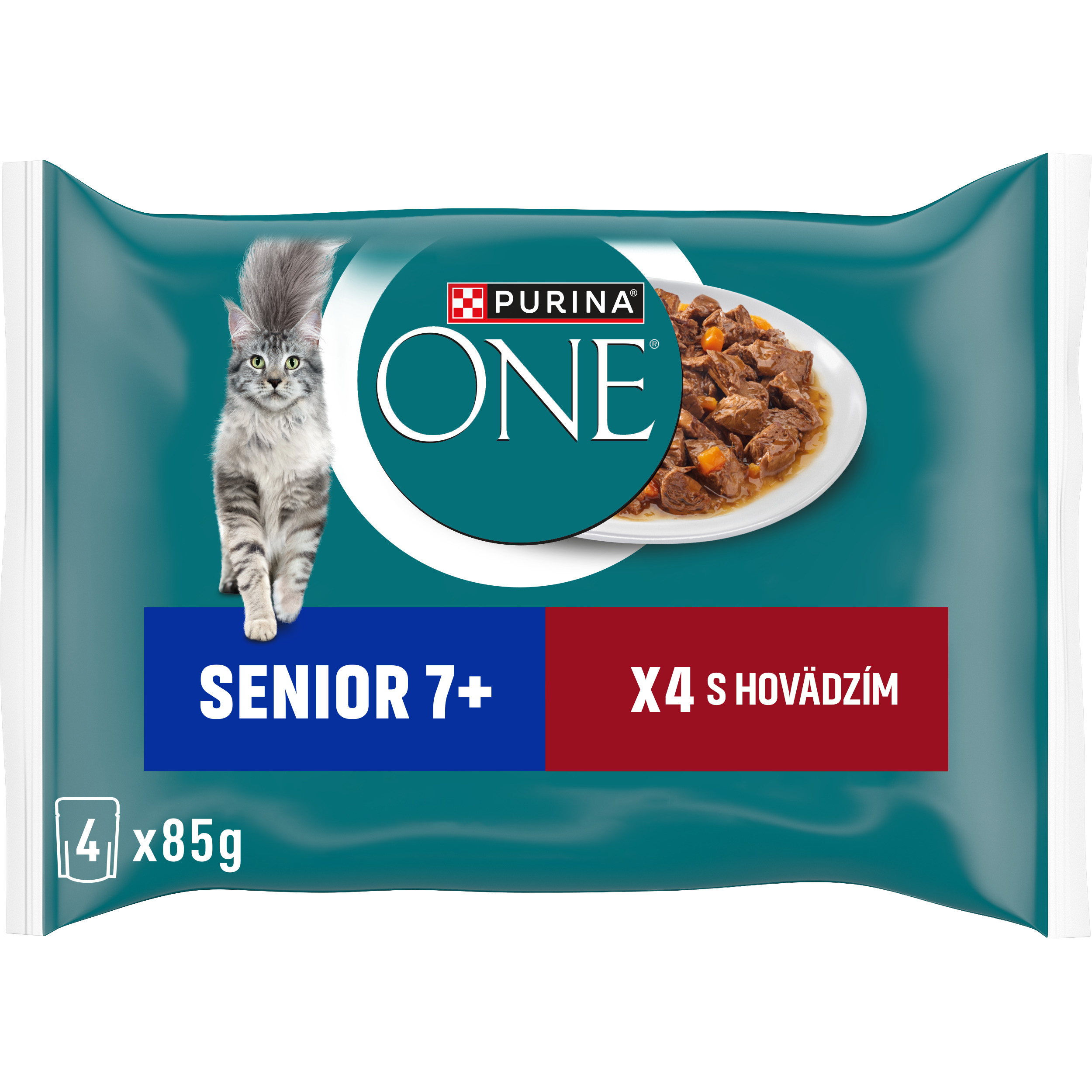 Purina ONE Purina one senior 7+ mini filetky s hovädzím a mrkvou v šťave (4x85g)