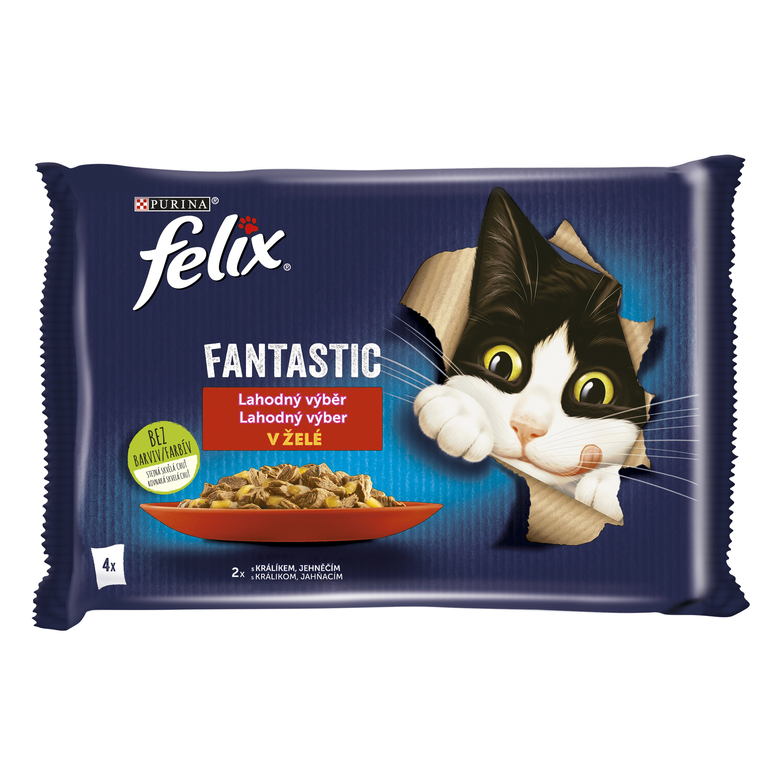 Felix Felix Fantastic kapsičky pre mačky králik, jahňacie v želé 4×85 g