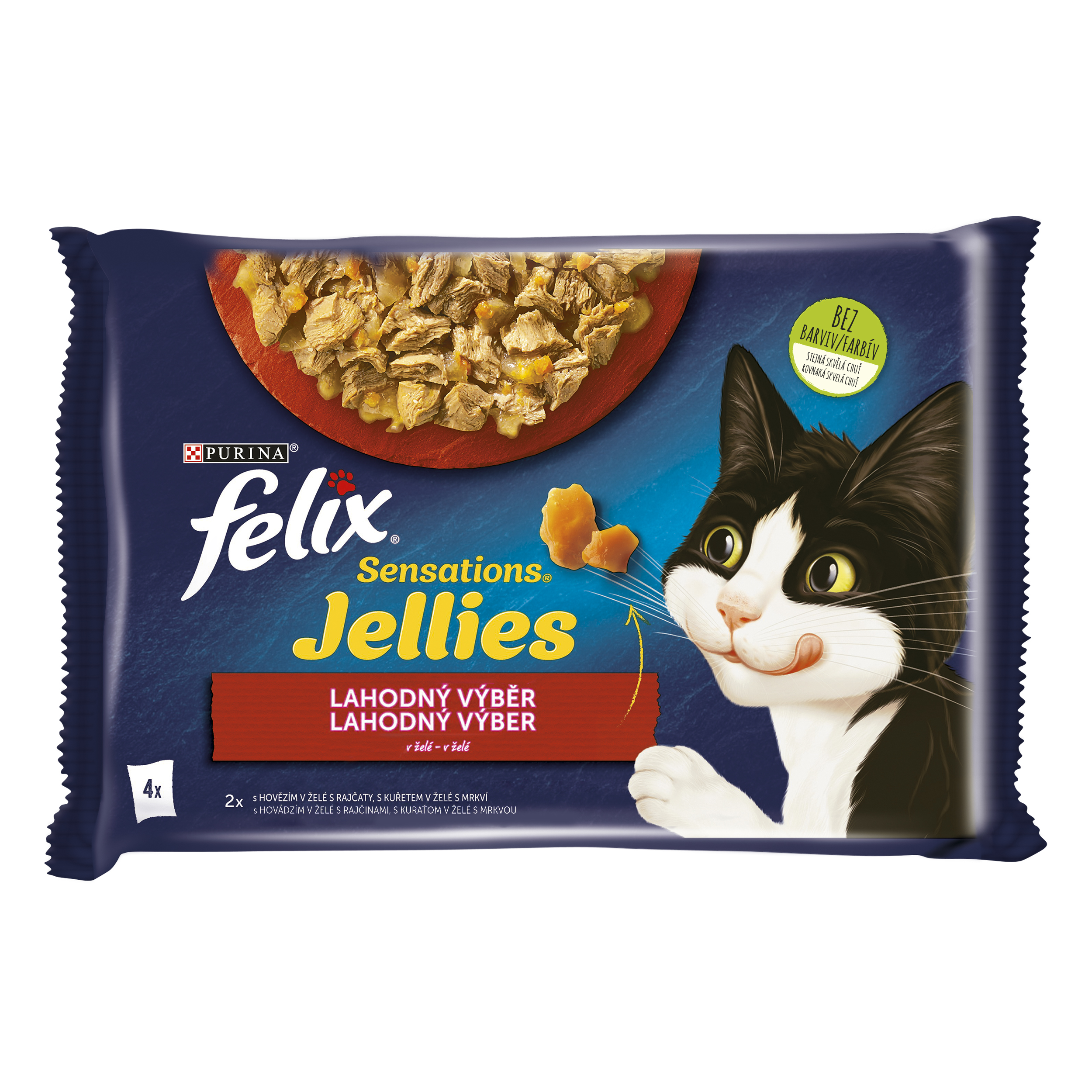 Felix Felix Sensations Jellies kapsičky pre mačky hovädzie, kura v želé 4×85 g