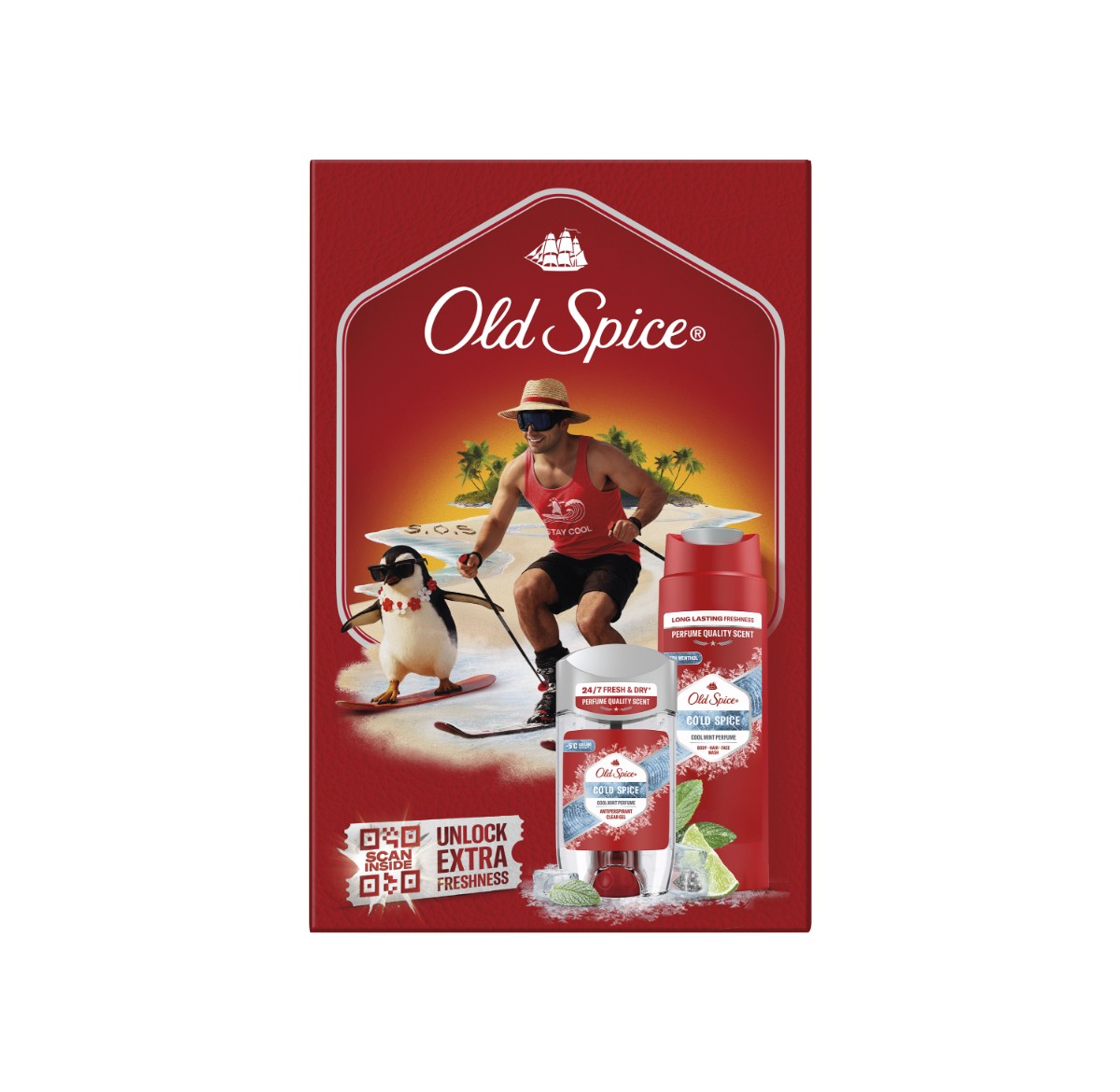 Old Spice Old Spice darčeková sada Ski s antiperspirantom Clear Gel a sprchovým gélom Cold Spice