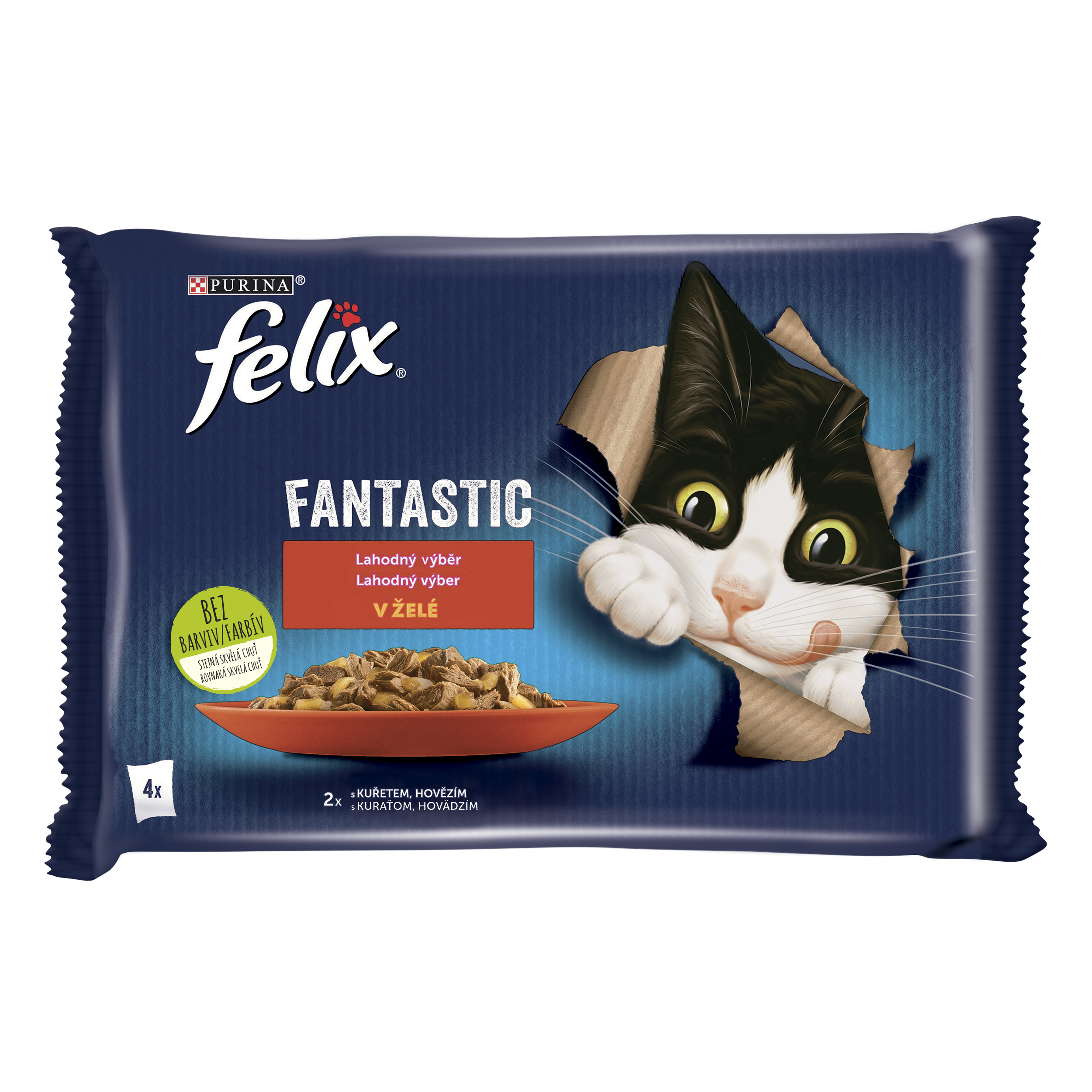 Felix Felix Fantastic Junior kapsičky pre mačiatka kura, losos v želé 4x85 g