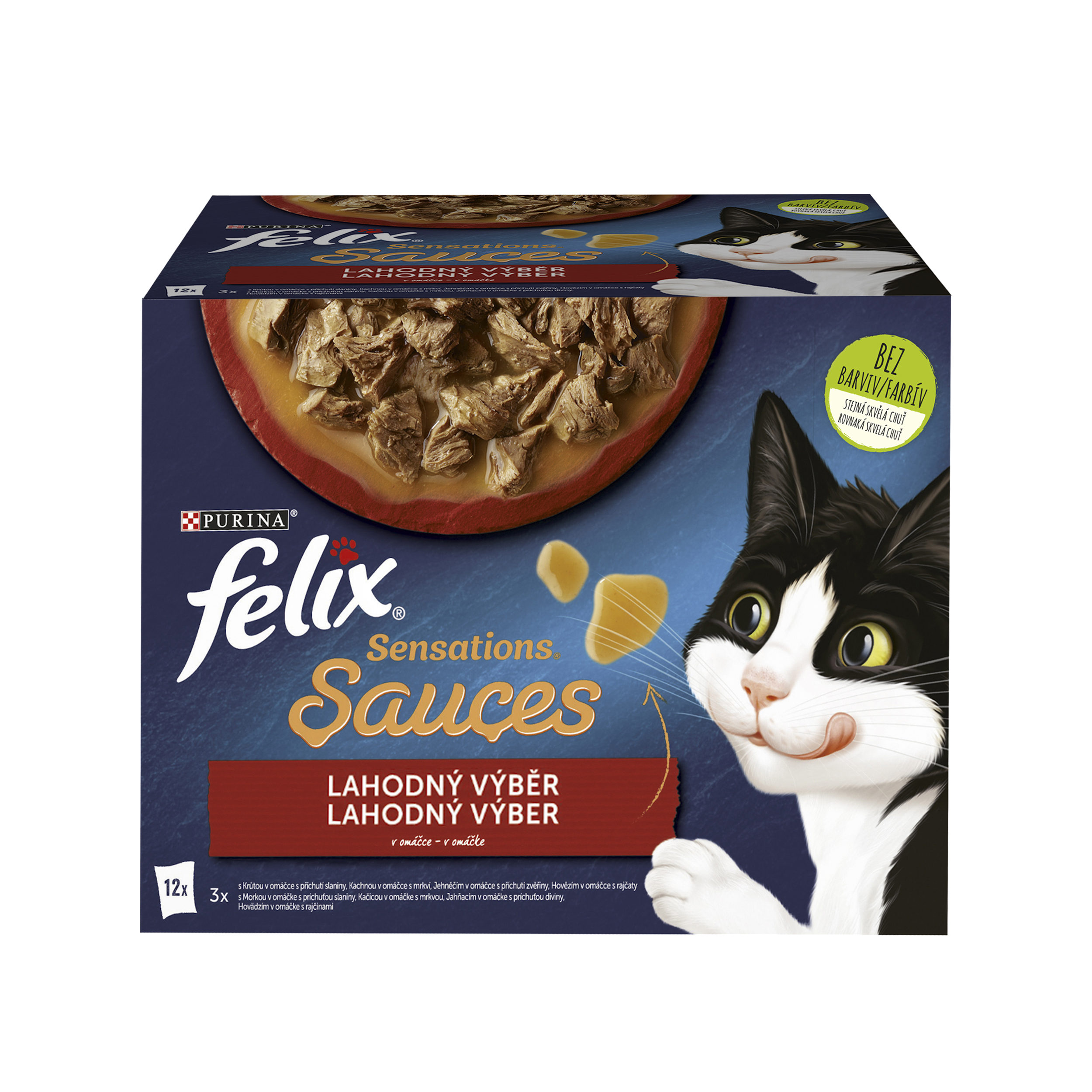 Felix Felix Sensations Sauces kapsičky pre mačky hovädzie, jahňacie, morka, kačacie v omáčke 12×85 g