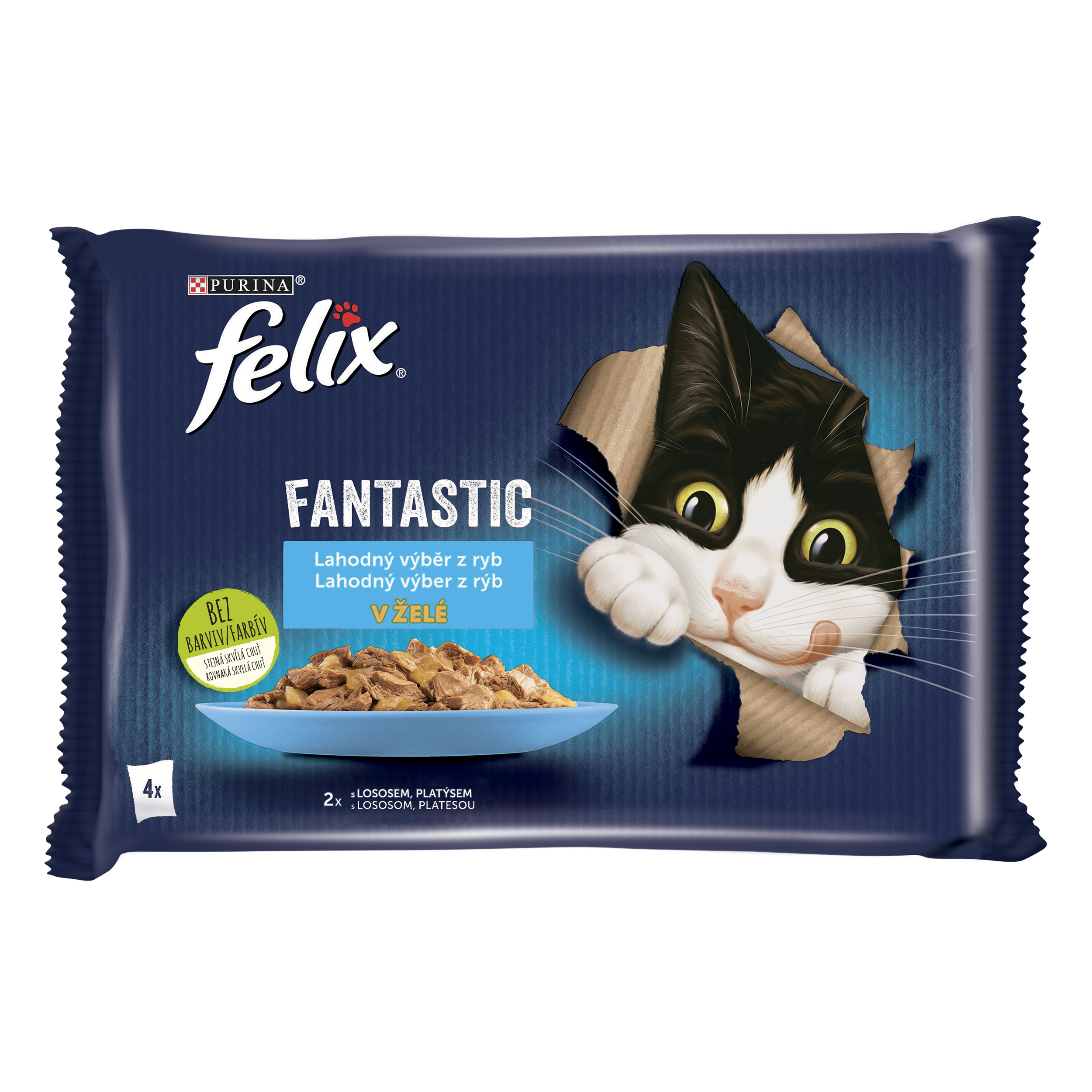 Felix Felix Fantastic kapsičky pre mačky losos, platesa v želé 4×85 g