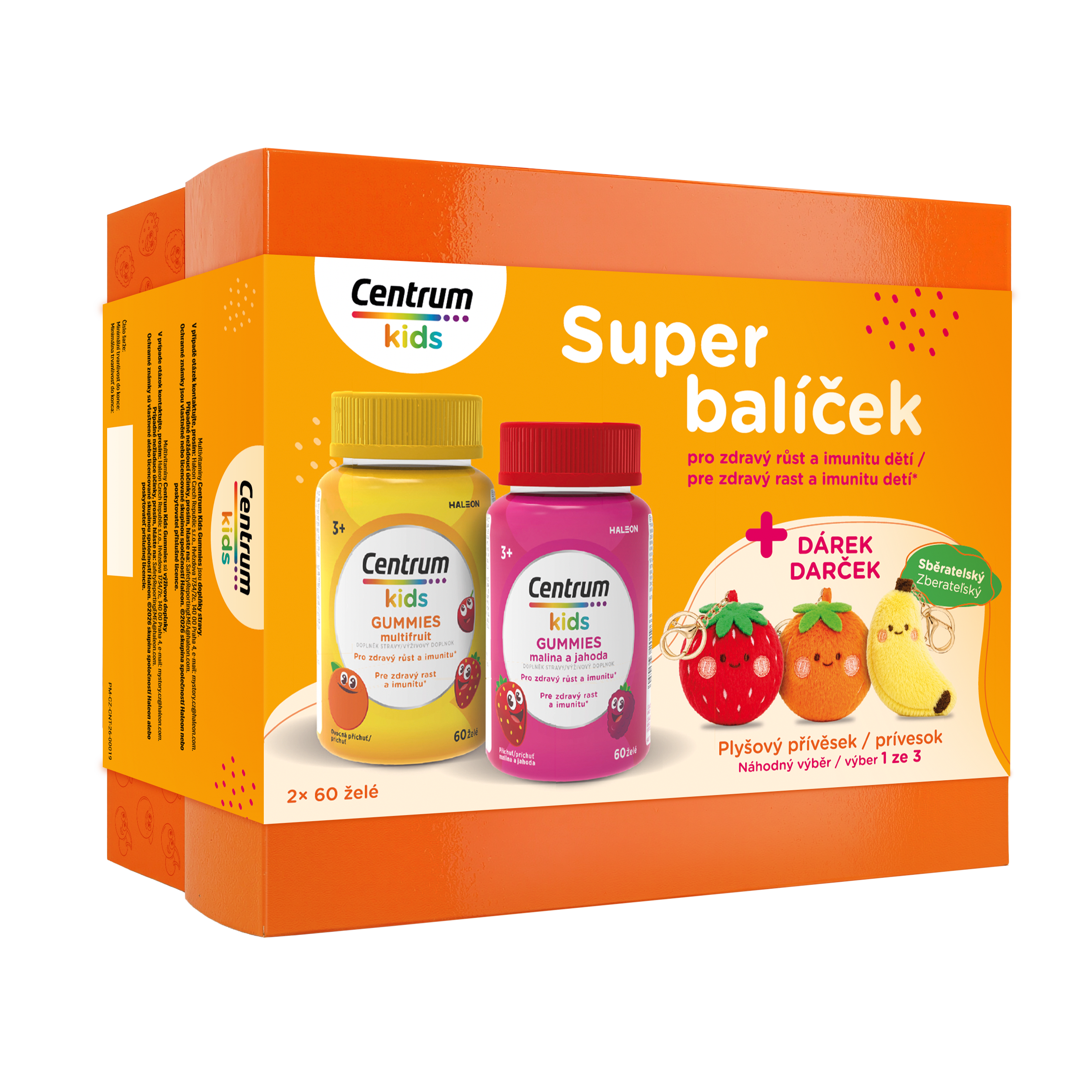 Centrum Centrum kids gummies multifruit+malina a jahoda 2x60gum por+darček vb26
