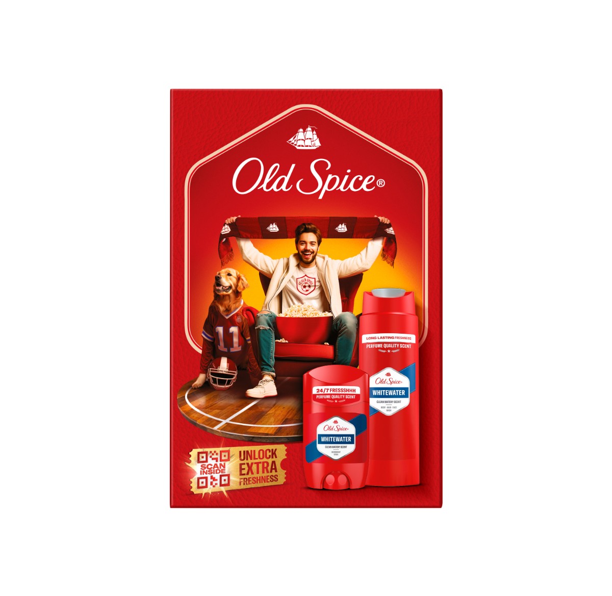 Old Spice Old Spice Sports Fan darčeková sada s tuhým deodorantom a sprchovým gélom Whitewater