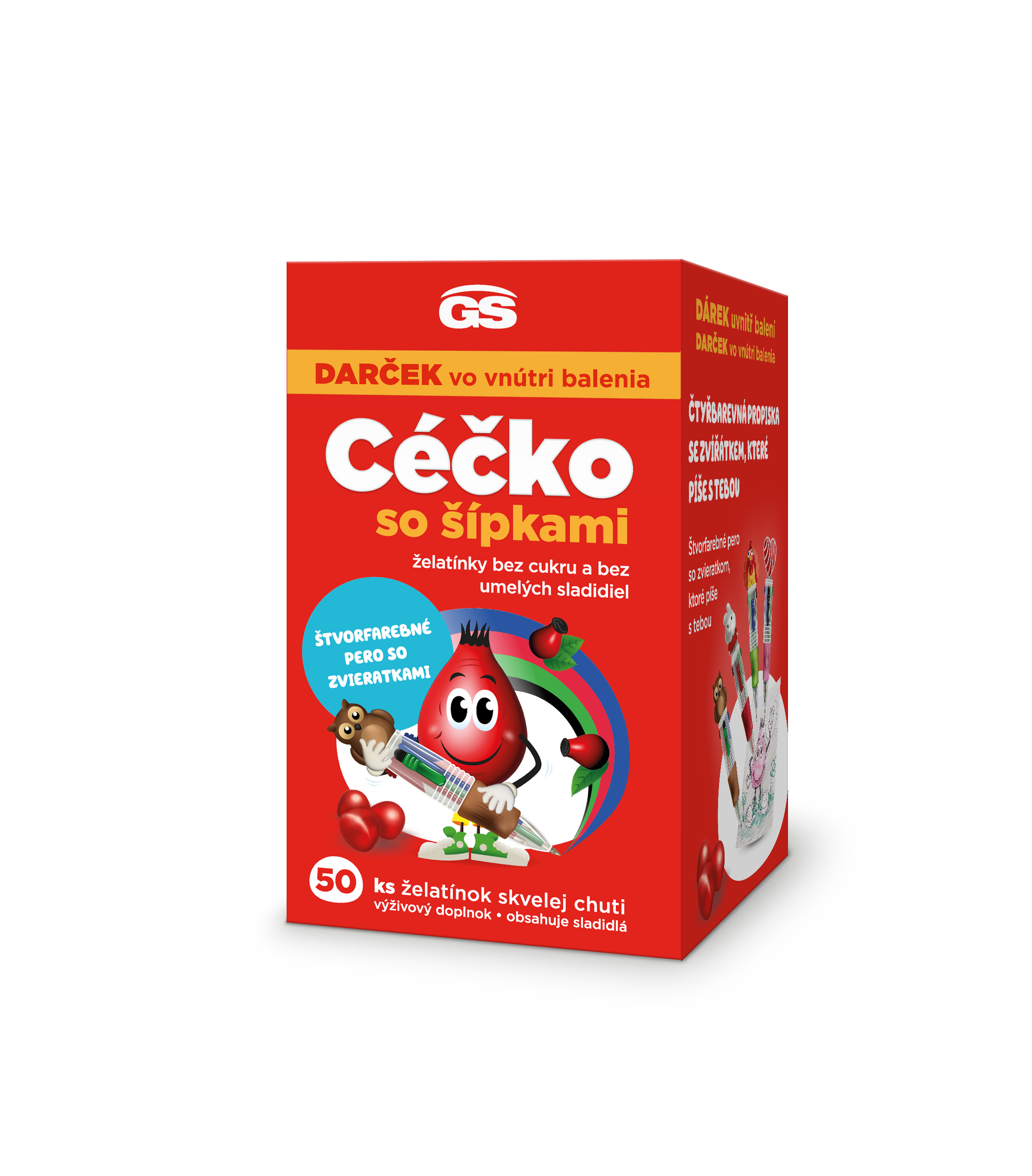 GS GS Céčko so šípkami, želatinky bez cukru, 50ks darček