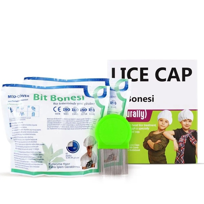 Med-cover lice cap čiapka proti všiam (čiapka 2 ks + hrebeň na hnidy) - šampón na vlasy