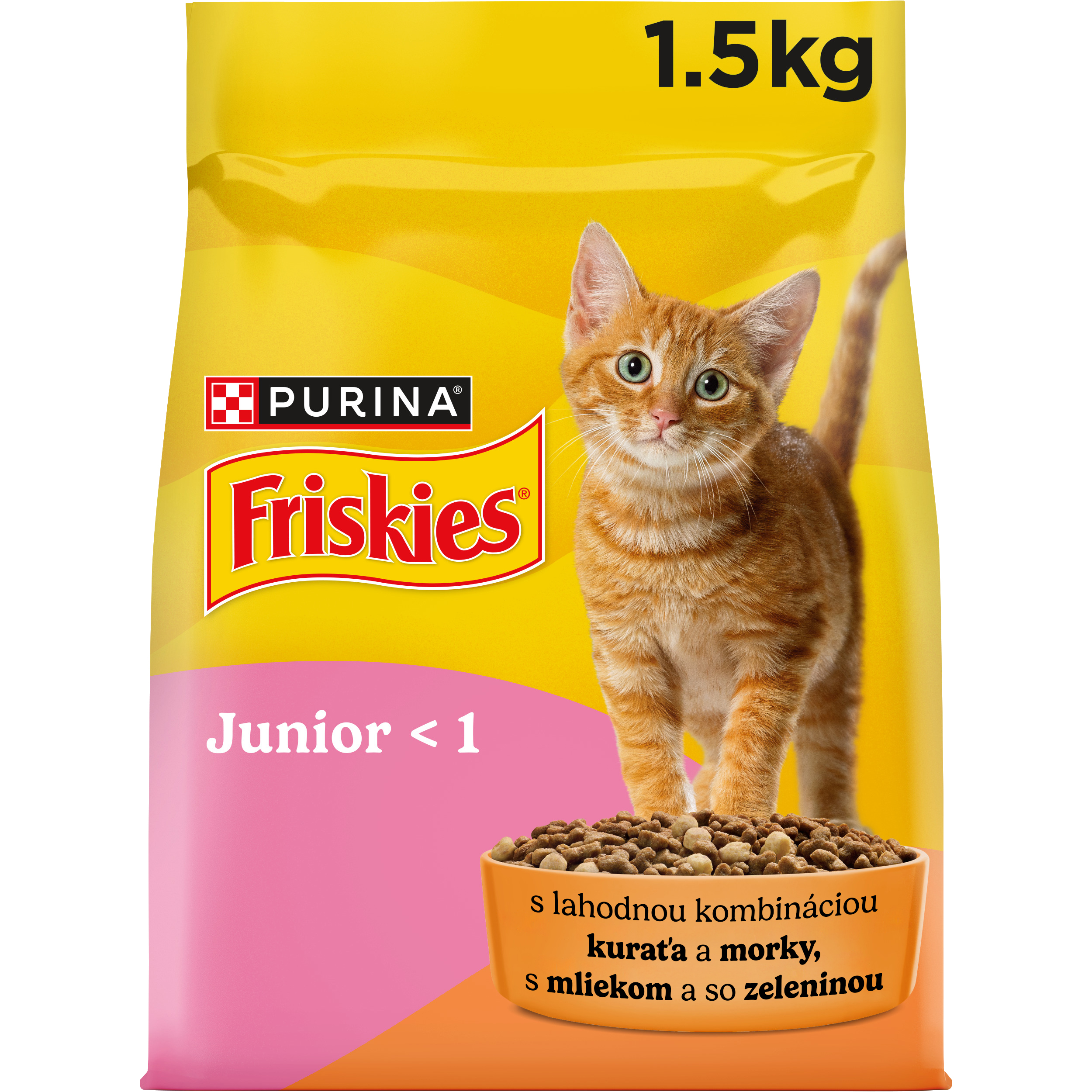 Friskies Friskies GM 1x1,5kg Junior s kuraťom, mliekom a pridanou zeleninou