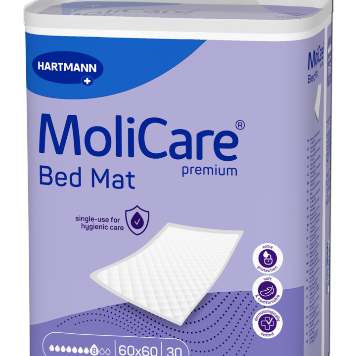 Molicare MoliCare premium Bed Mat 8 kv, jednorazové podložky pod pacientov, fialové balenie, 60 x 60 cm, savosť 1040 ml