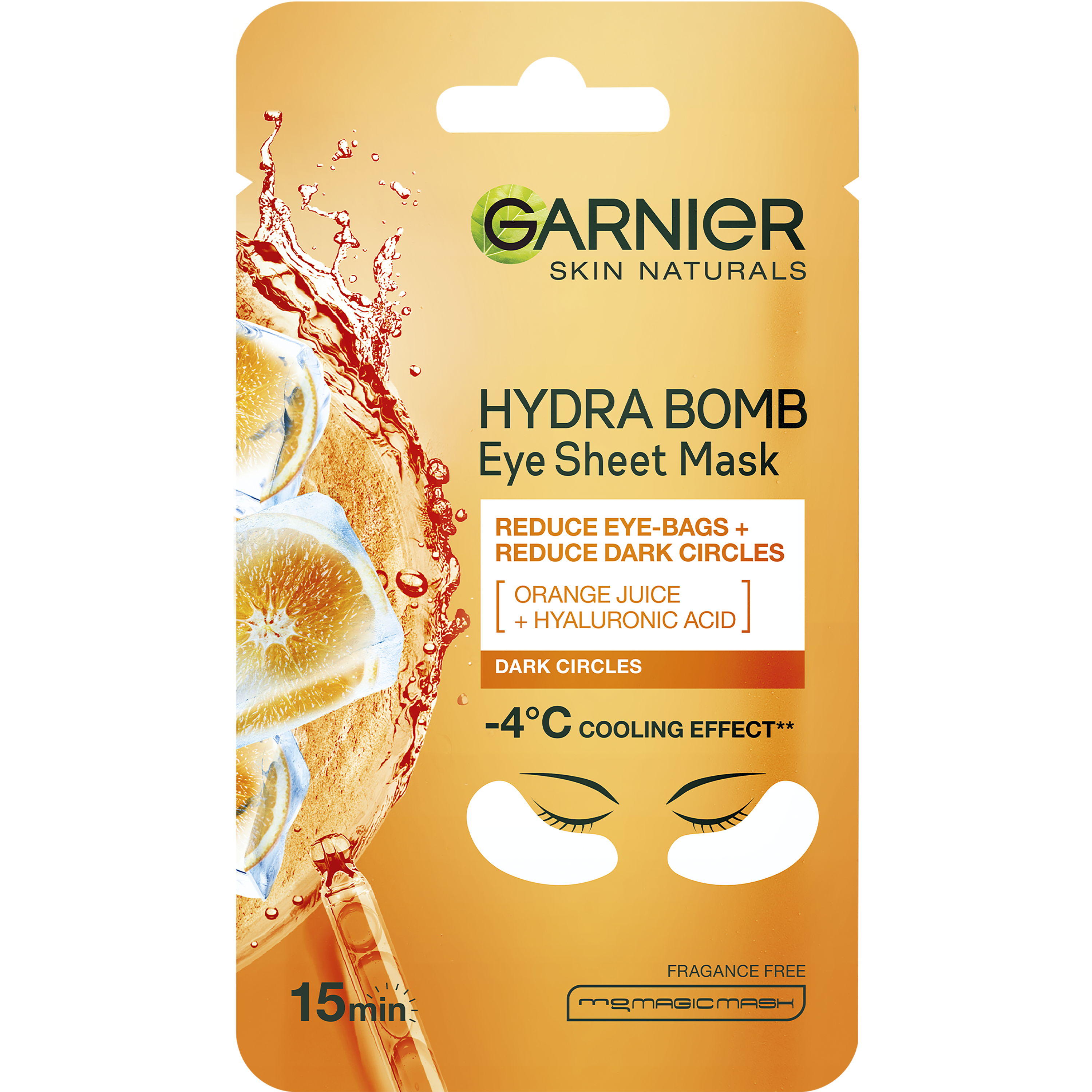 Garnier Garnier Povzbudzujúca očná maska Moisture + Fresh look so šťavou z pomaranča a kyselinou hyalurónovou