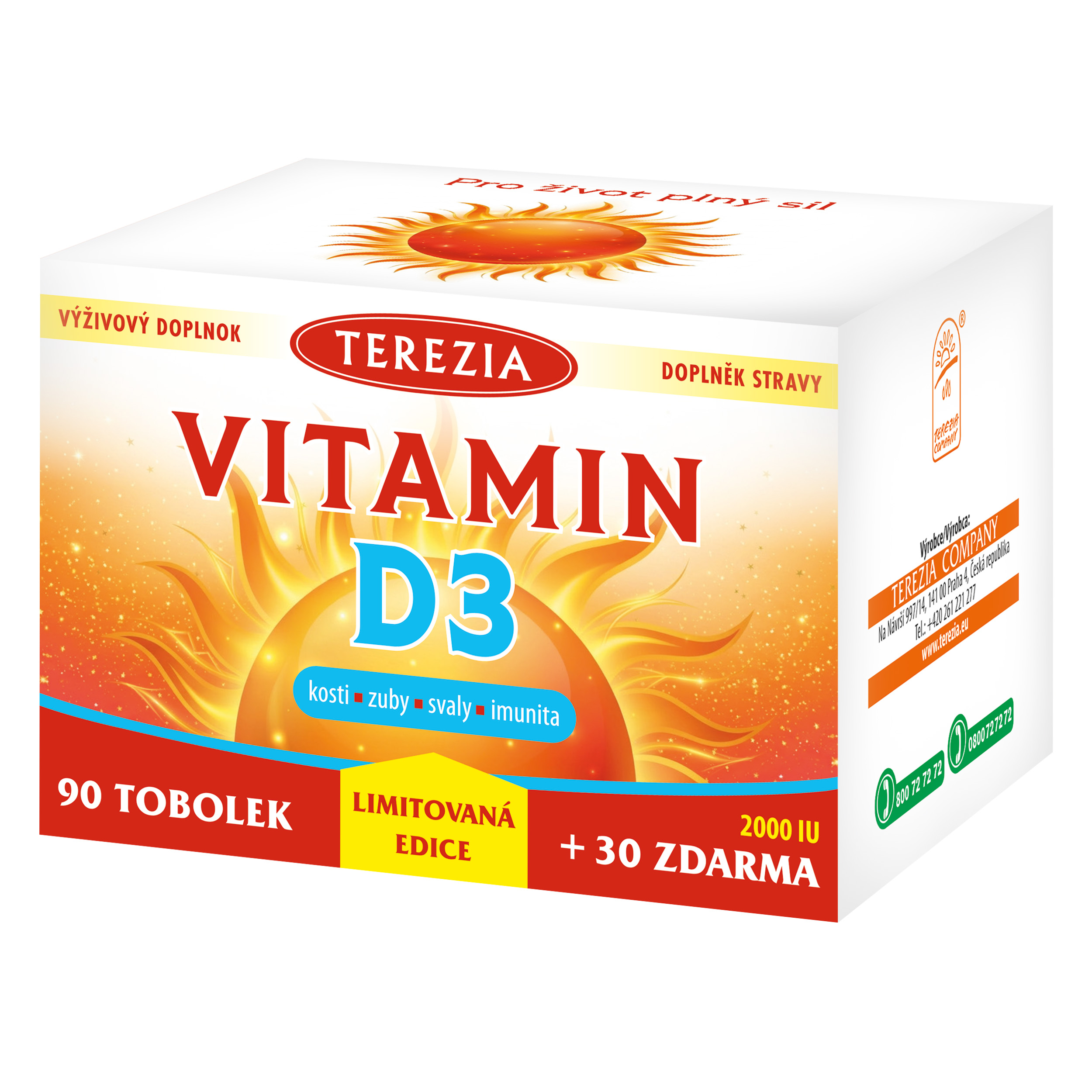 Terezia Terezia Vitamín D3 2000 IU 90+30 cps- Limitovaná edícia