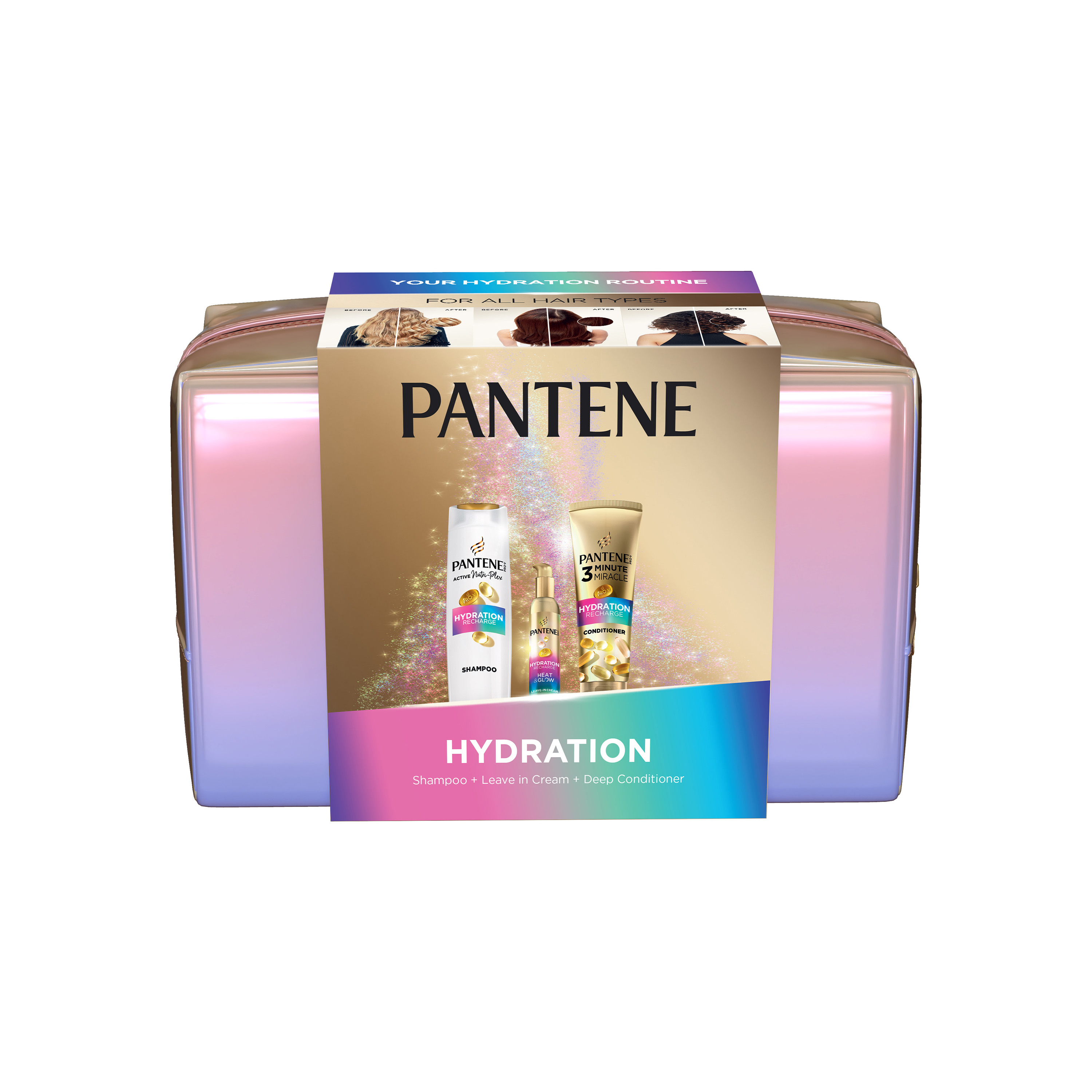 Pantene Pantene Pro-V darčeková sada Hydration Recharge: šampón, kondicionér 3 Minute Miracle a krém Heat & Glow