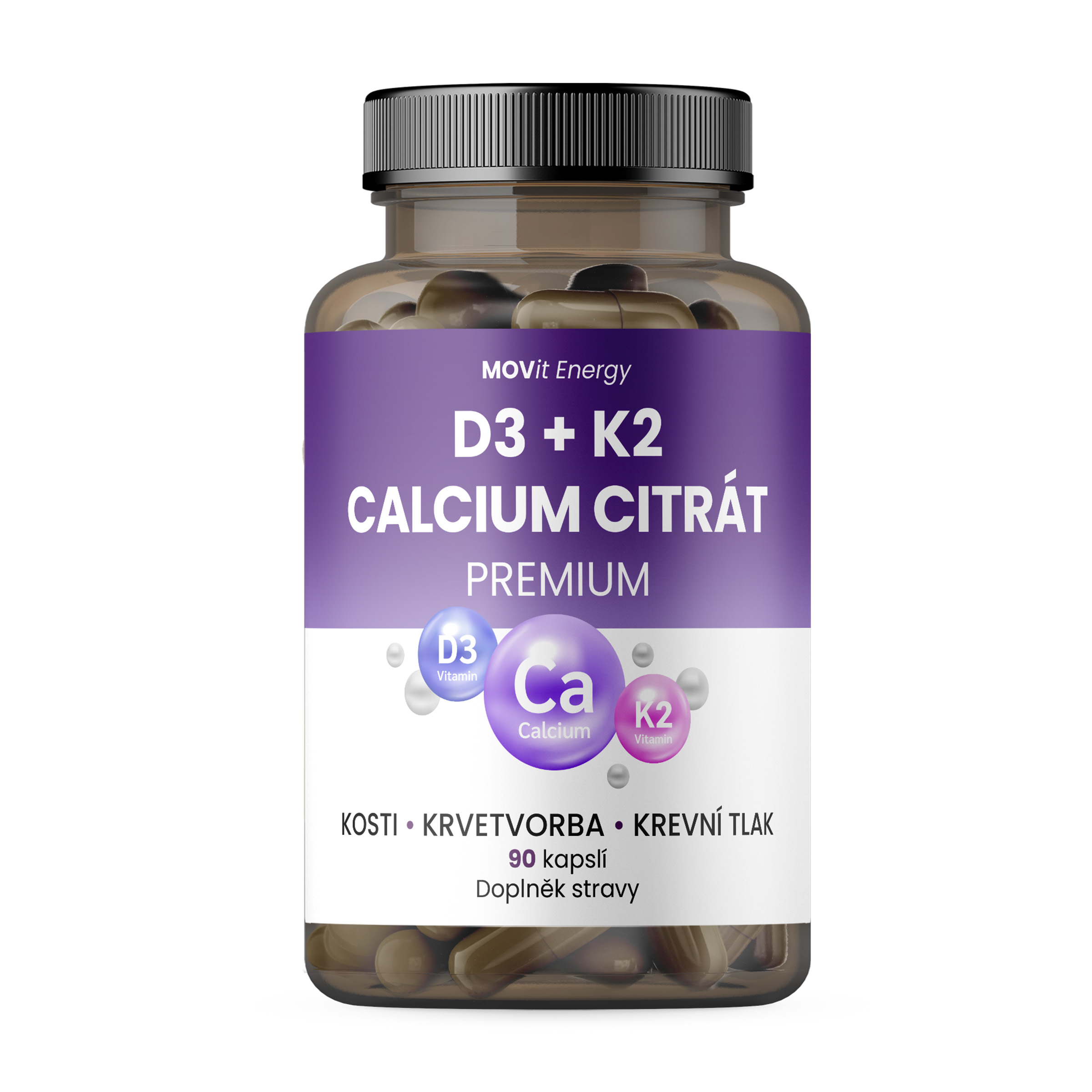 MOVit Movit Vit. D3 1000 IU + K2 75 mcg + Calcium Citrát