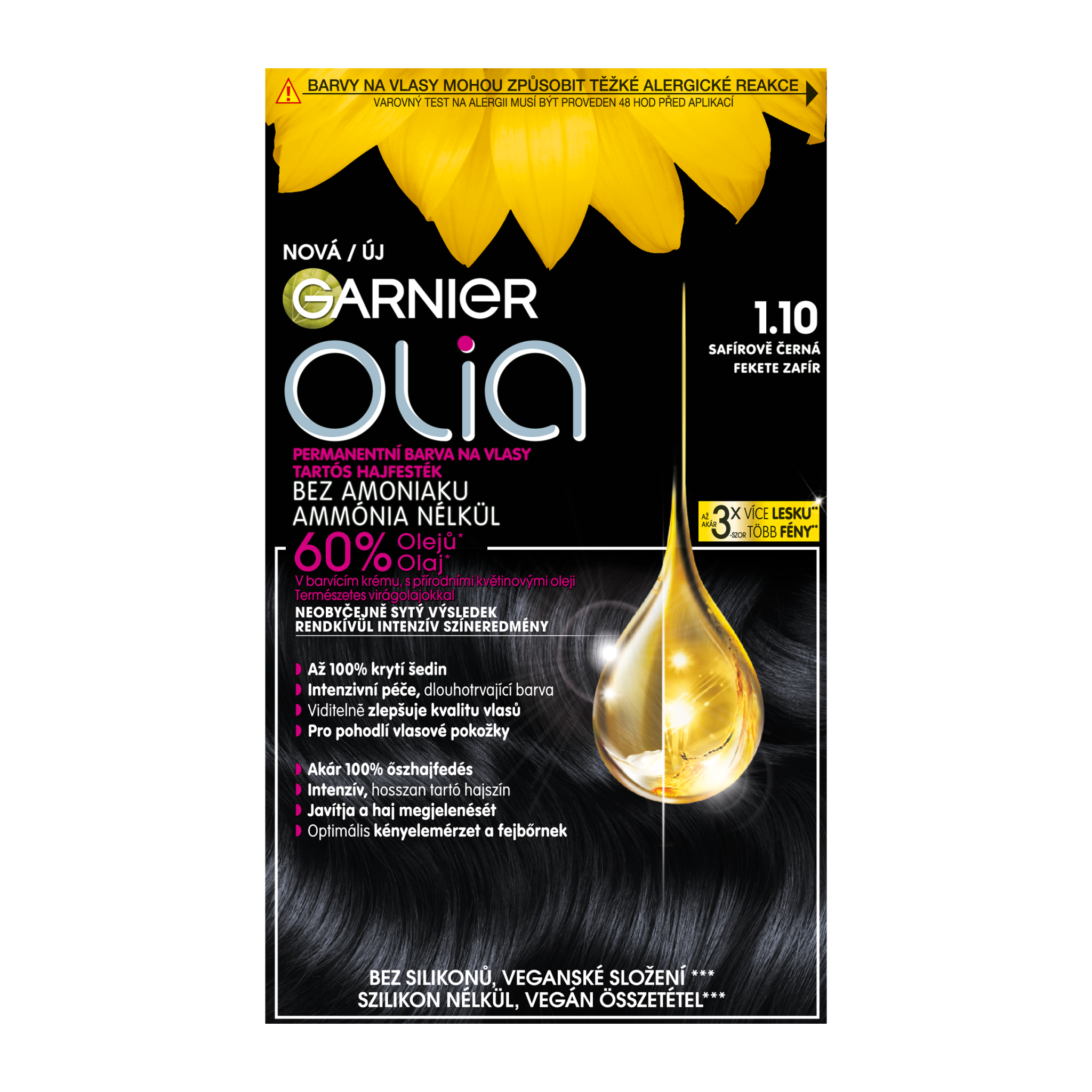 Garnier Garnier Olia permanentná farba na vlasy 1.10 Zafírovo čierna