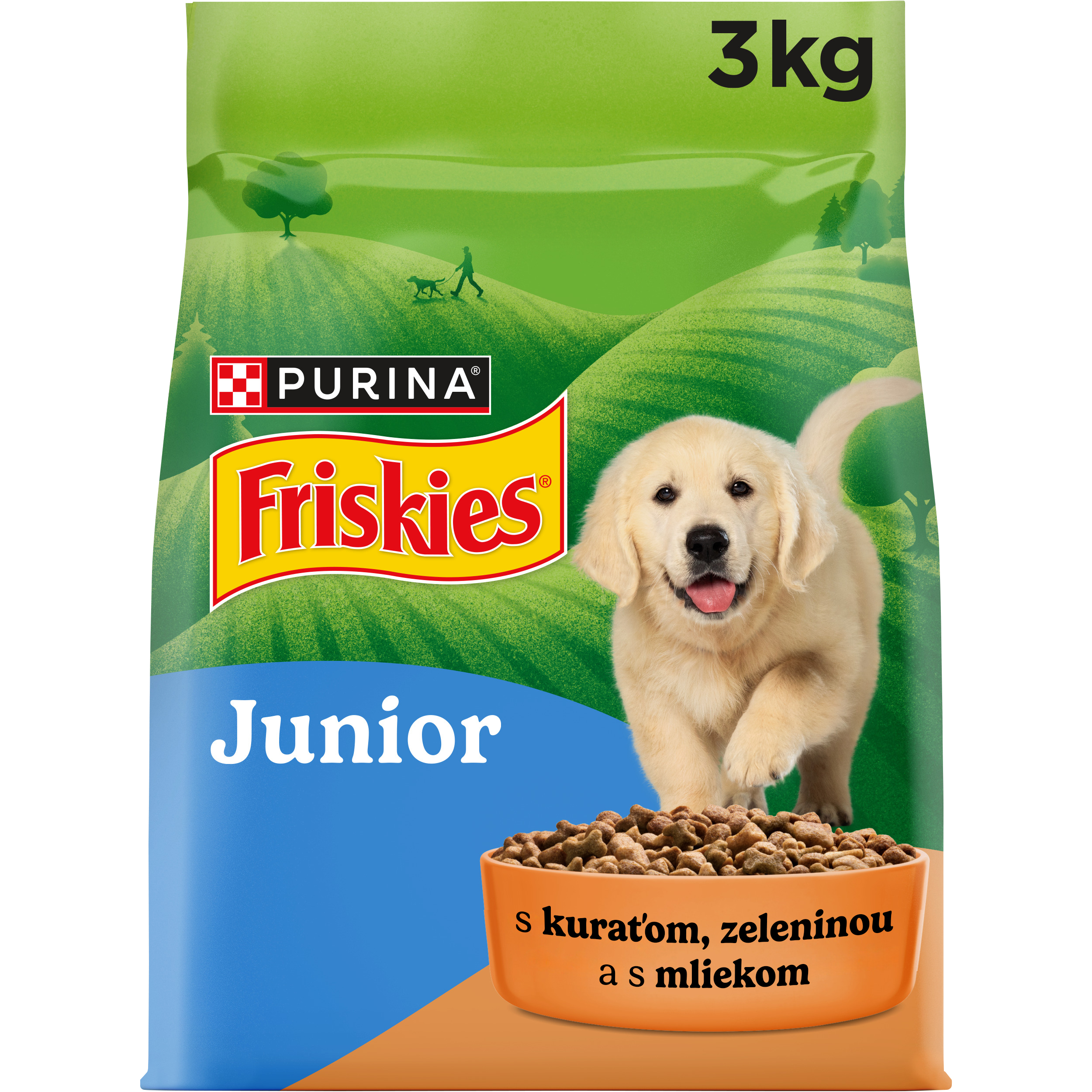Friskies Friskies GP 1x3kg Junior s kuraťom, mliekom a pridanou zeleninou