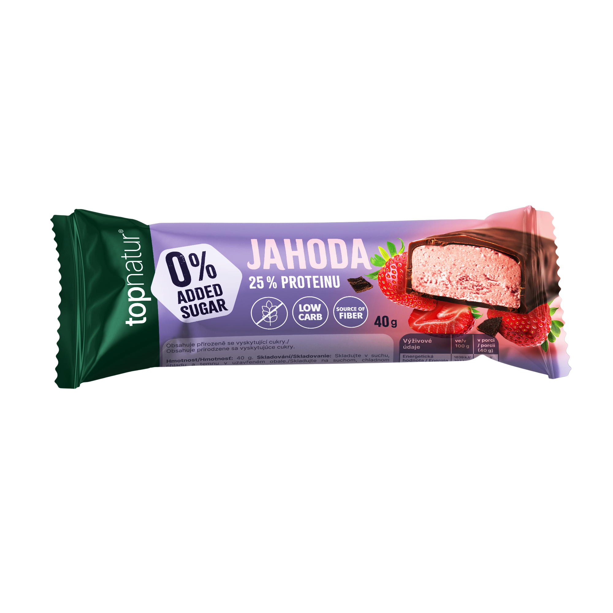 Topnatur No Added Sugar proteín tyčinka - Jahoda