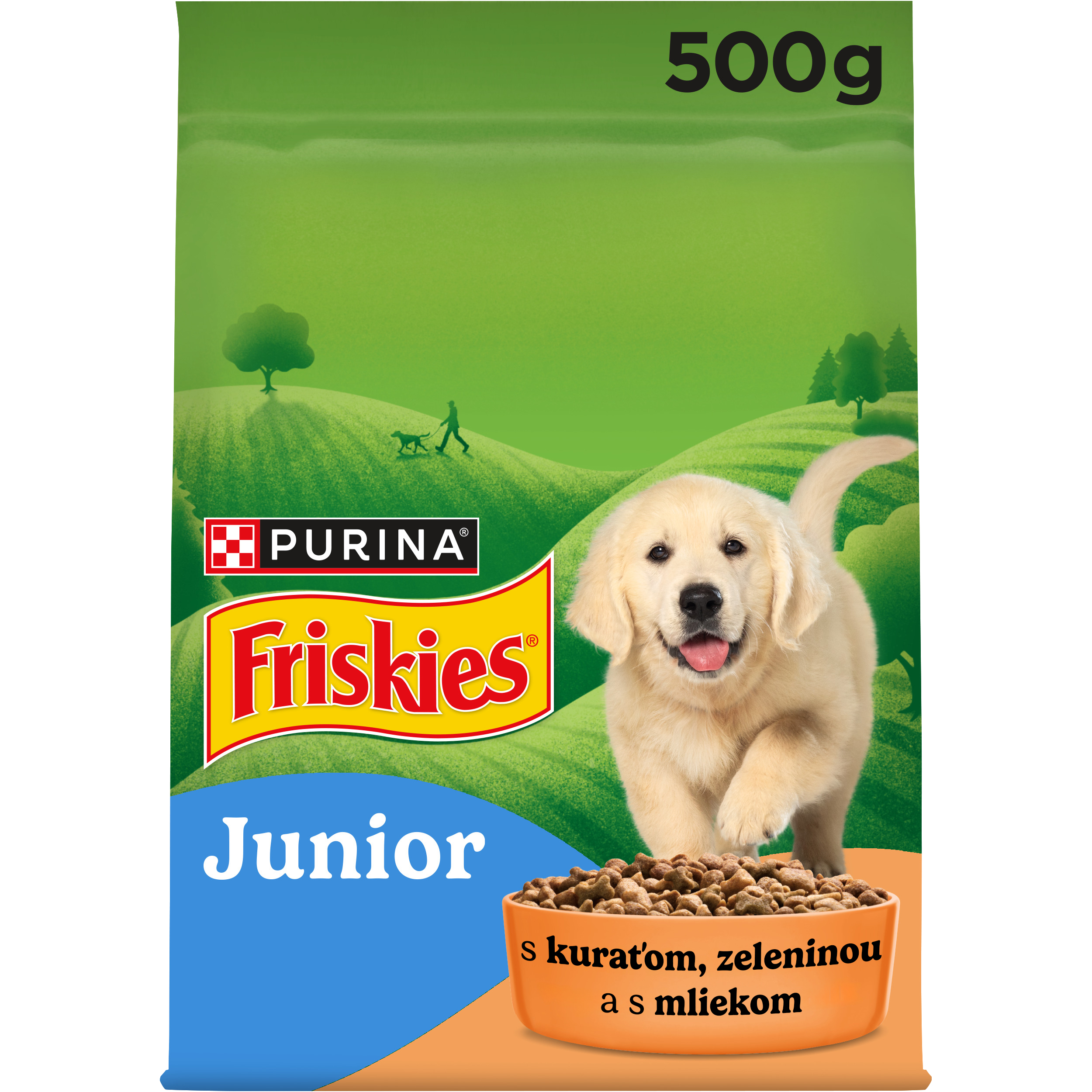 Friskies GP 1x500g Junior s kuraťom, mliekom a pridanou zeleninou