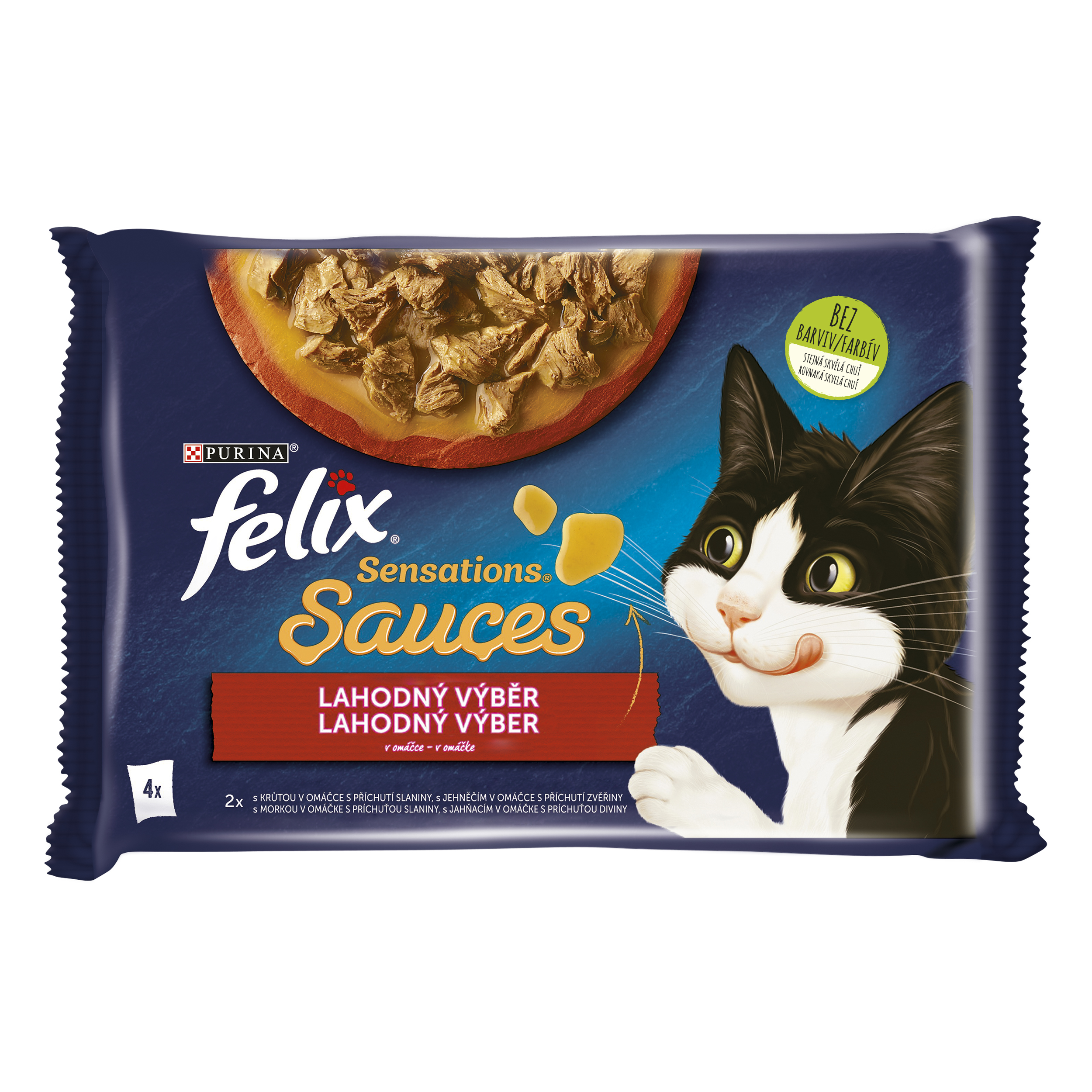 Felix Felix Sensations Sauces kapsičky pre mačky morka, jahňacie v omáčke 4x85 g