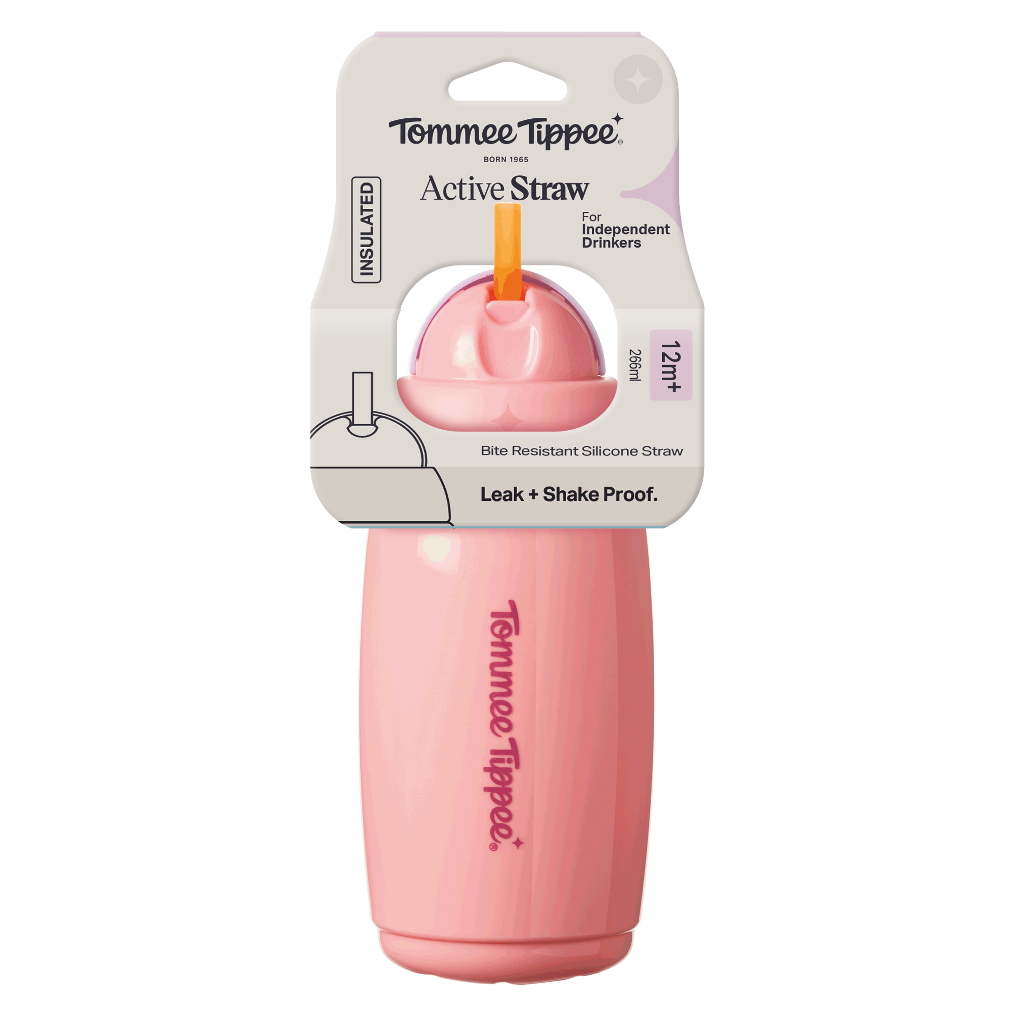 Tommee Tippee Tommee Tippee Active hrnček so slamkou, 266 ml, 12m+, ružový