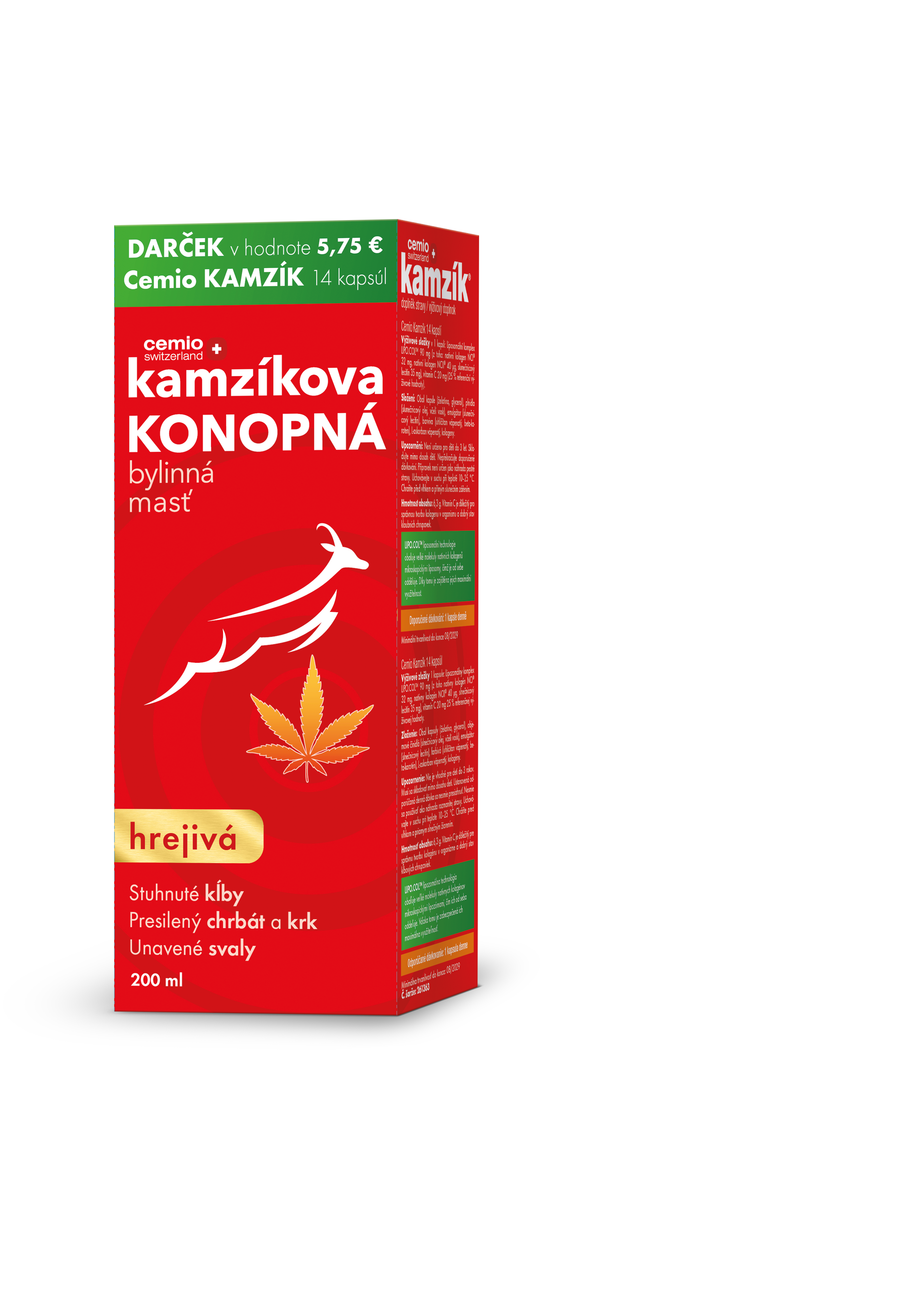 Cemio Cemio Kamzíkova konopná masť hrejivá 200 ml darček