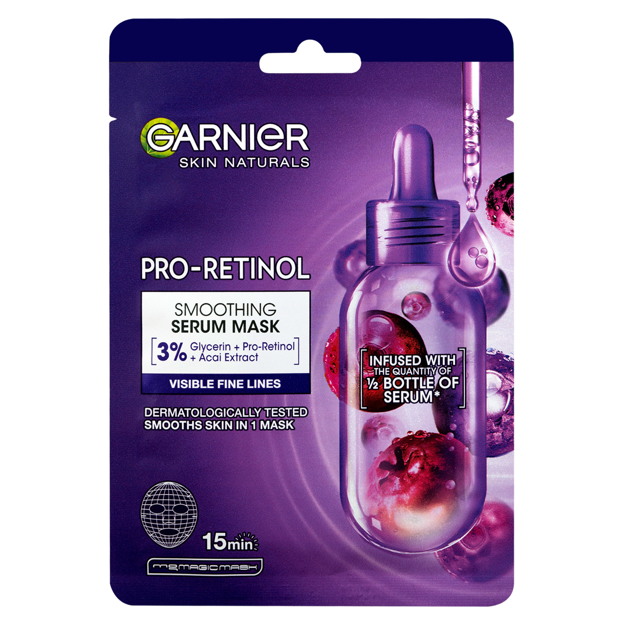 Garnier Garnier Skin Naturals Pro-retinol vyhladzujúca textilná maska so sérom