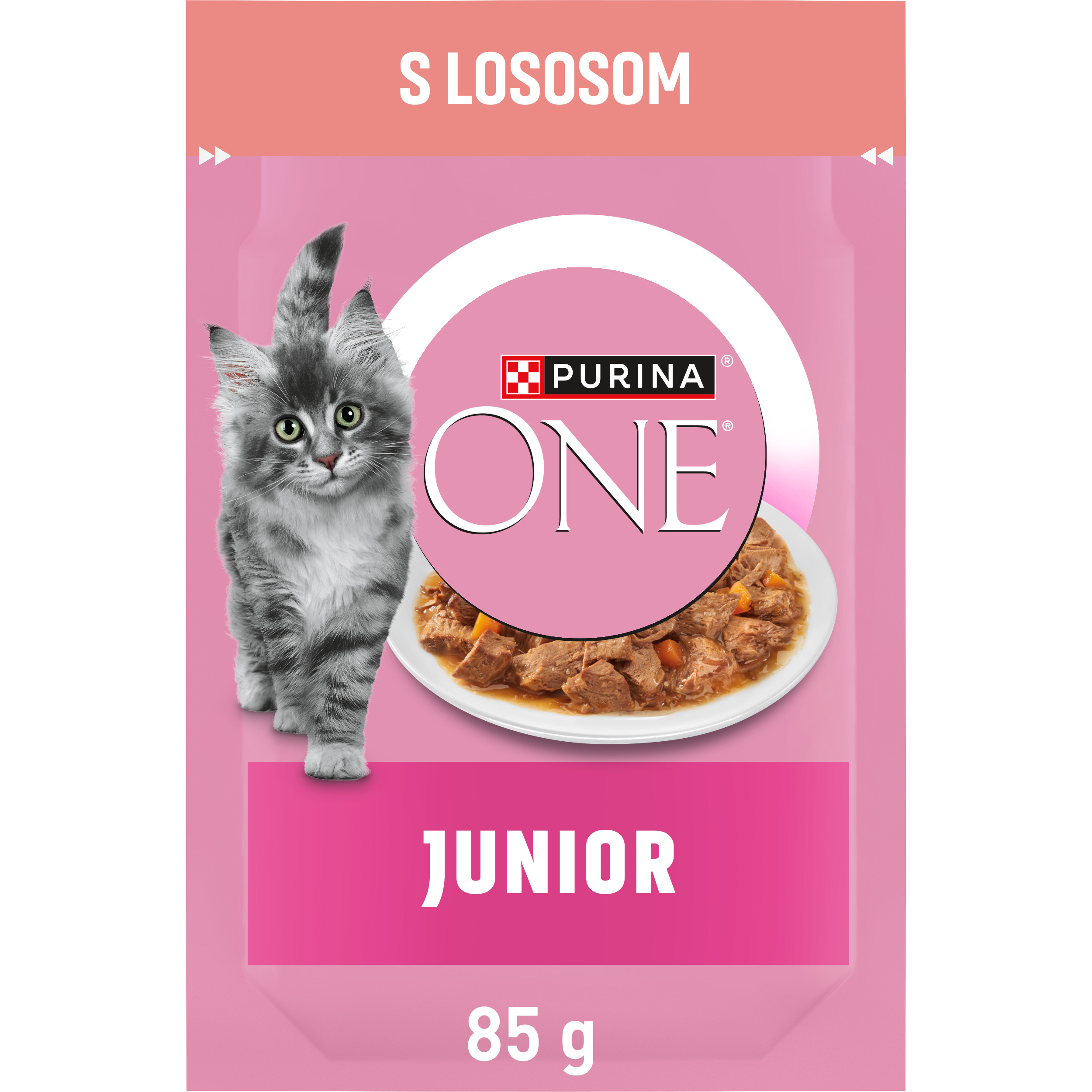 Purina One Junior mini filetky s lososom a mrkvou v šťave 85g