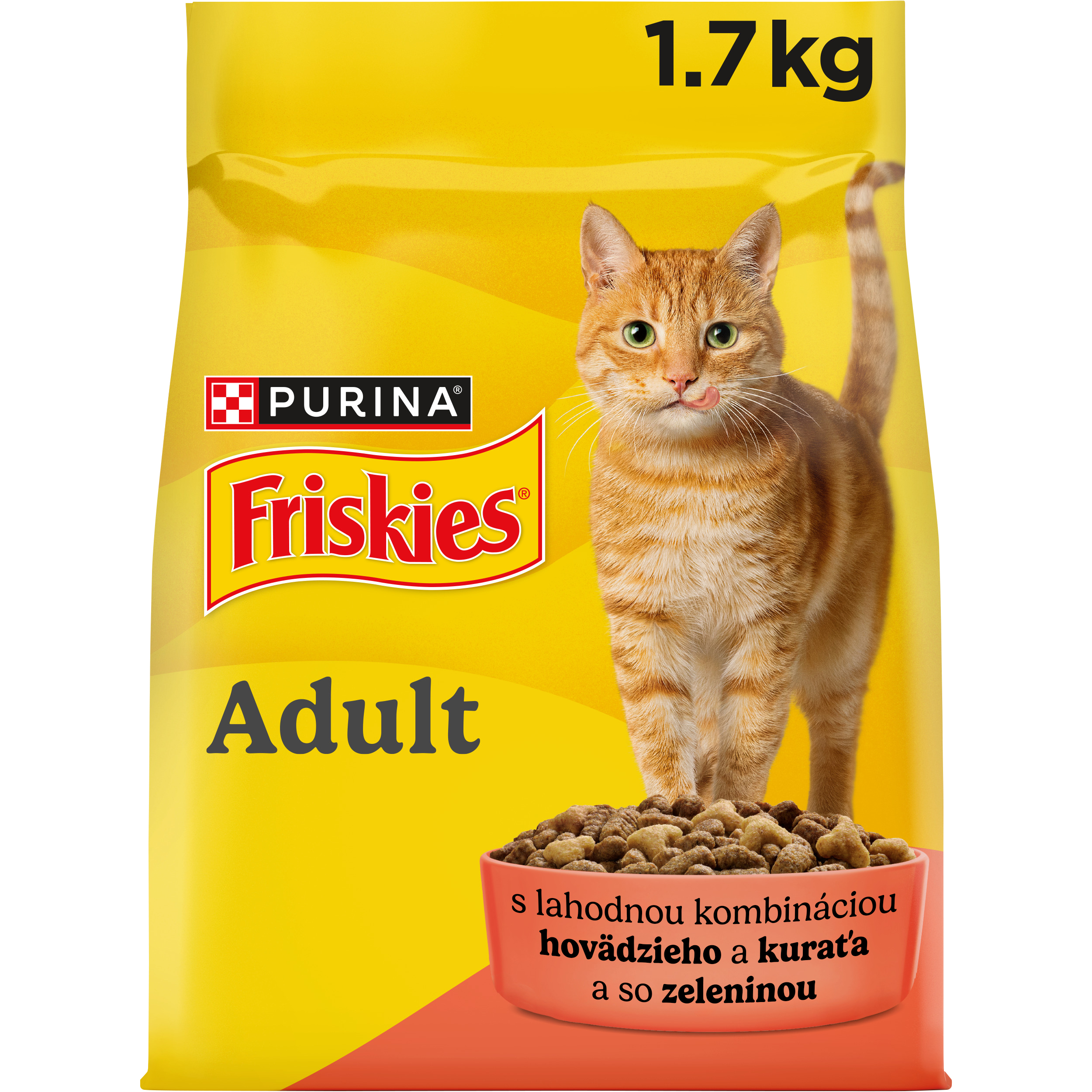 Friskies Friskies GM 1x1,7kg s hovädzím, kuraťom a pridanou zeleninou