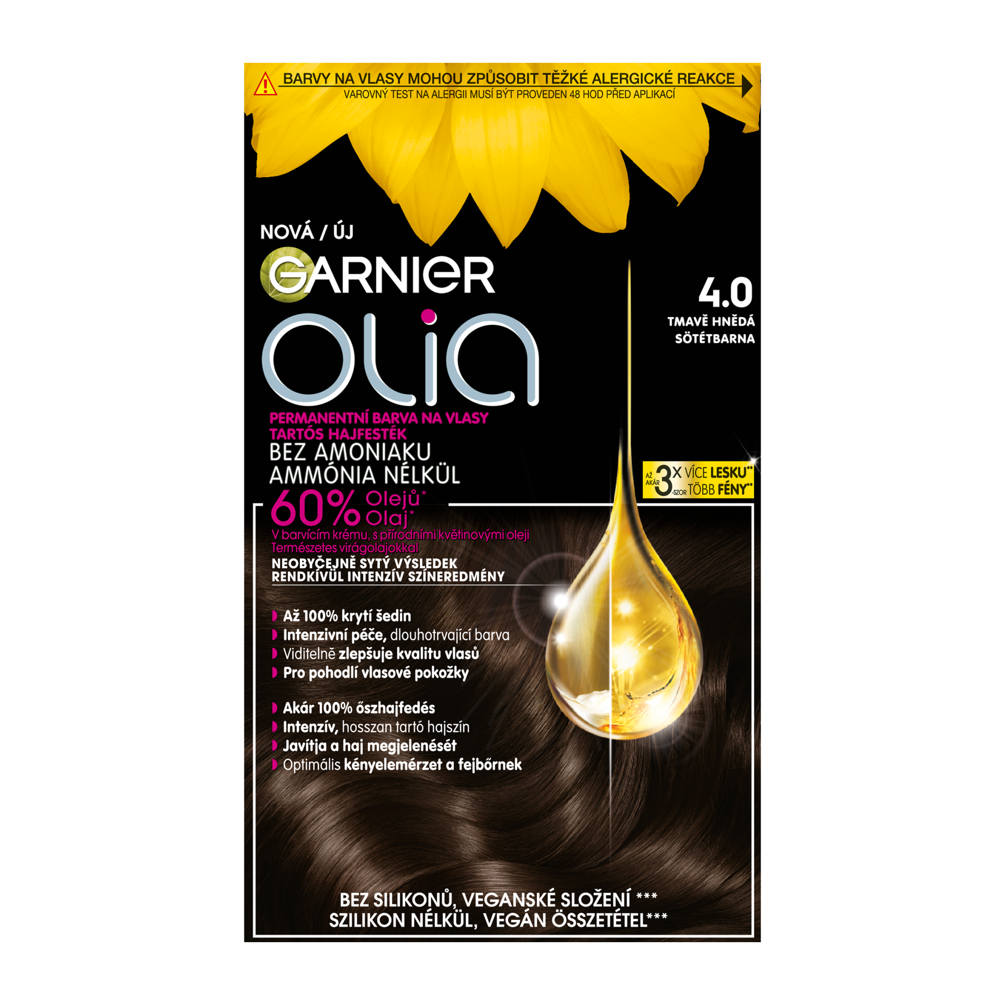 Garnier Garnier Olia permanentná farba na vlasy 4.0 Tmavohnedá
