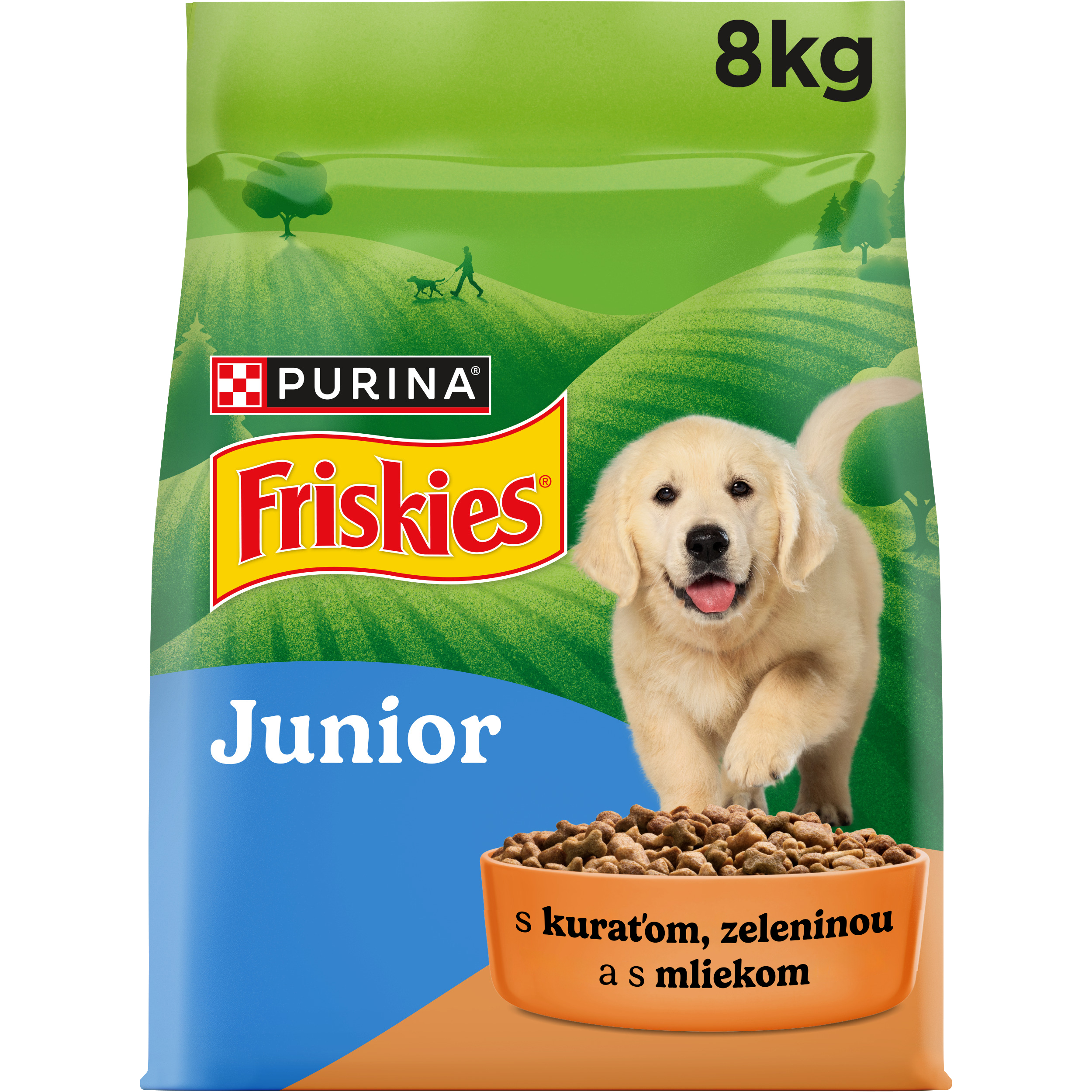 Friskies Friskies GP 1x8kg Junior s kuraťom, mliekom a pridanou zeleninou