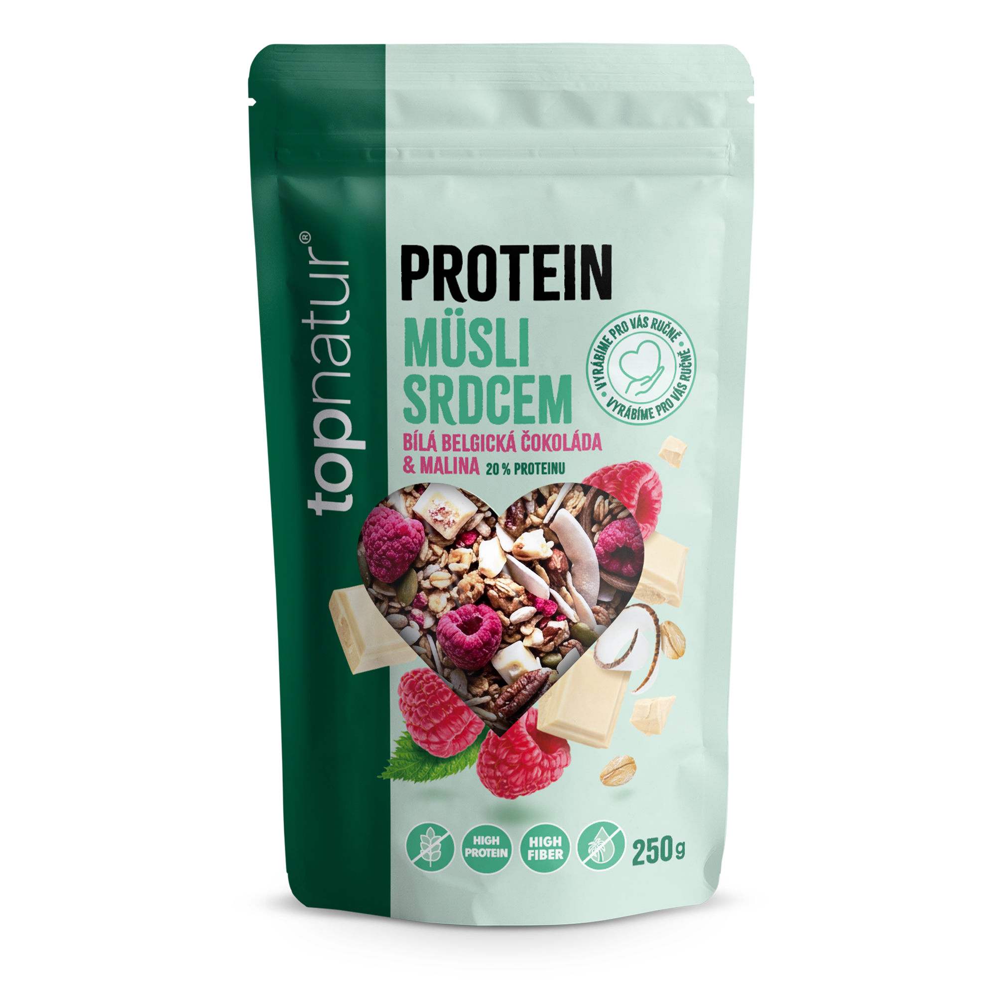 Topnatur Proteín Müsli srdcom Malina a Biela čokoláda