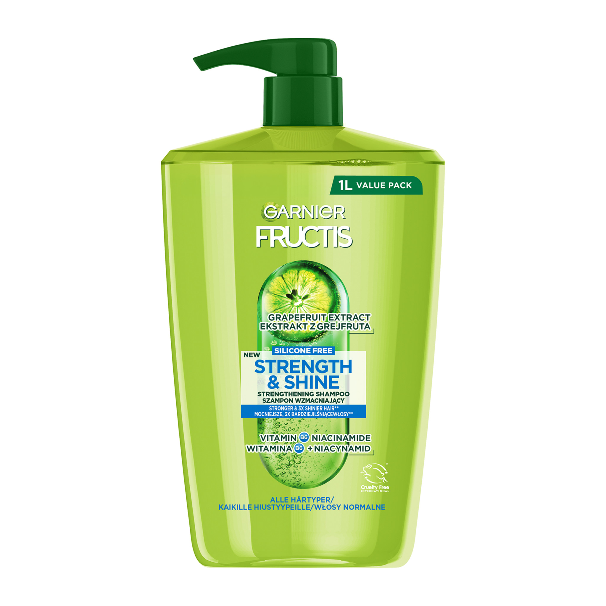 Garnier Garnier Fructis Strength & Shine posilňujúci šampón na vlasy pre všetky typy vlasov bez lesku a sily, 1000 ml
