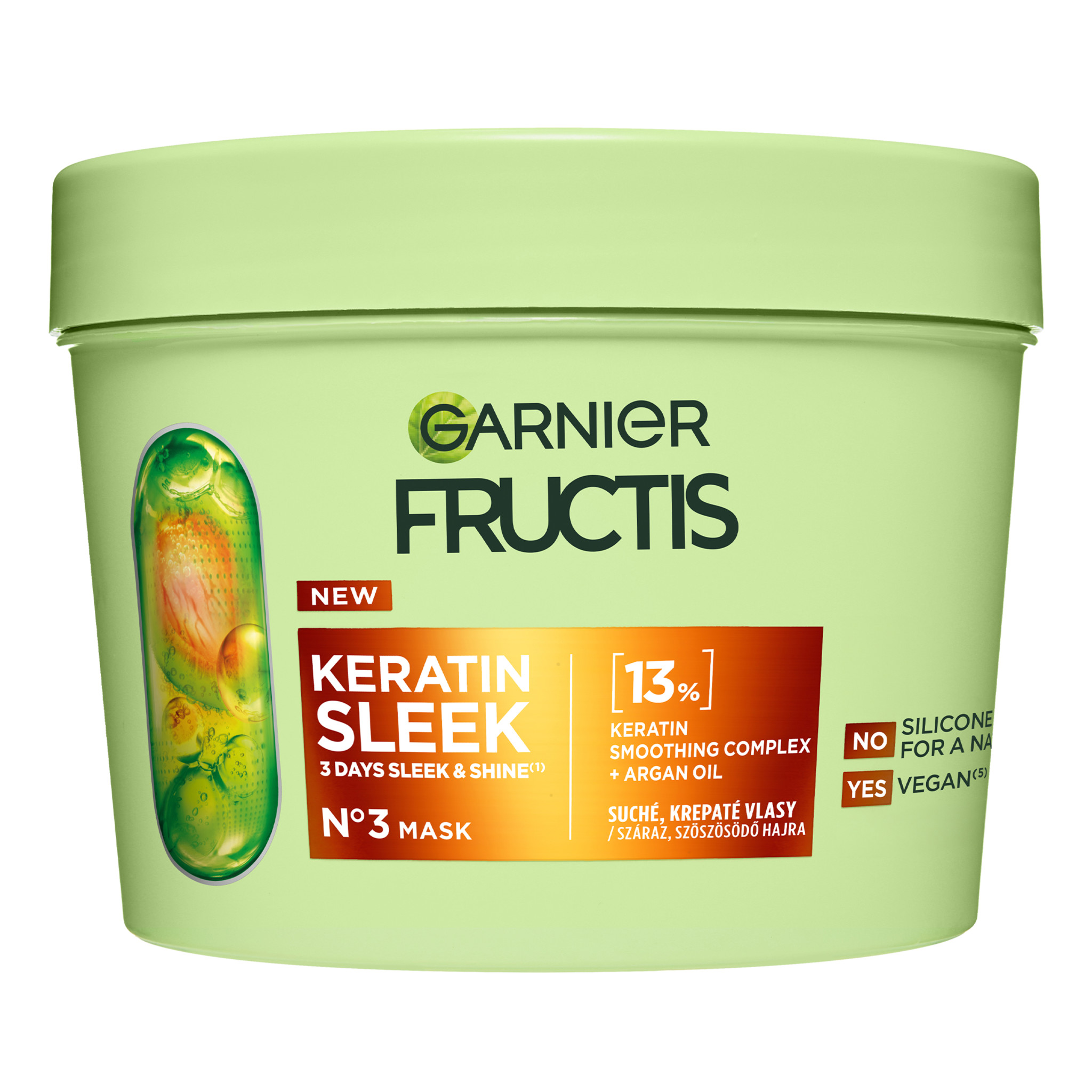 Garnier Garnier Fructis Keratin Sleek maska na vlasy na suché a krepovité vlasy