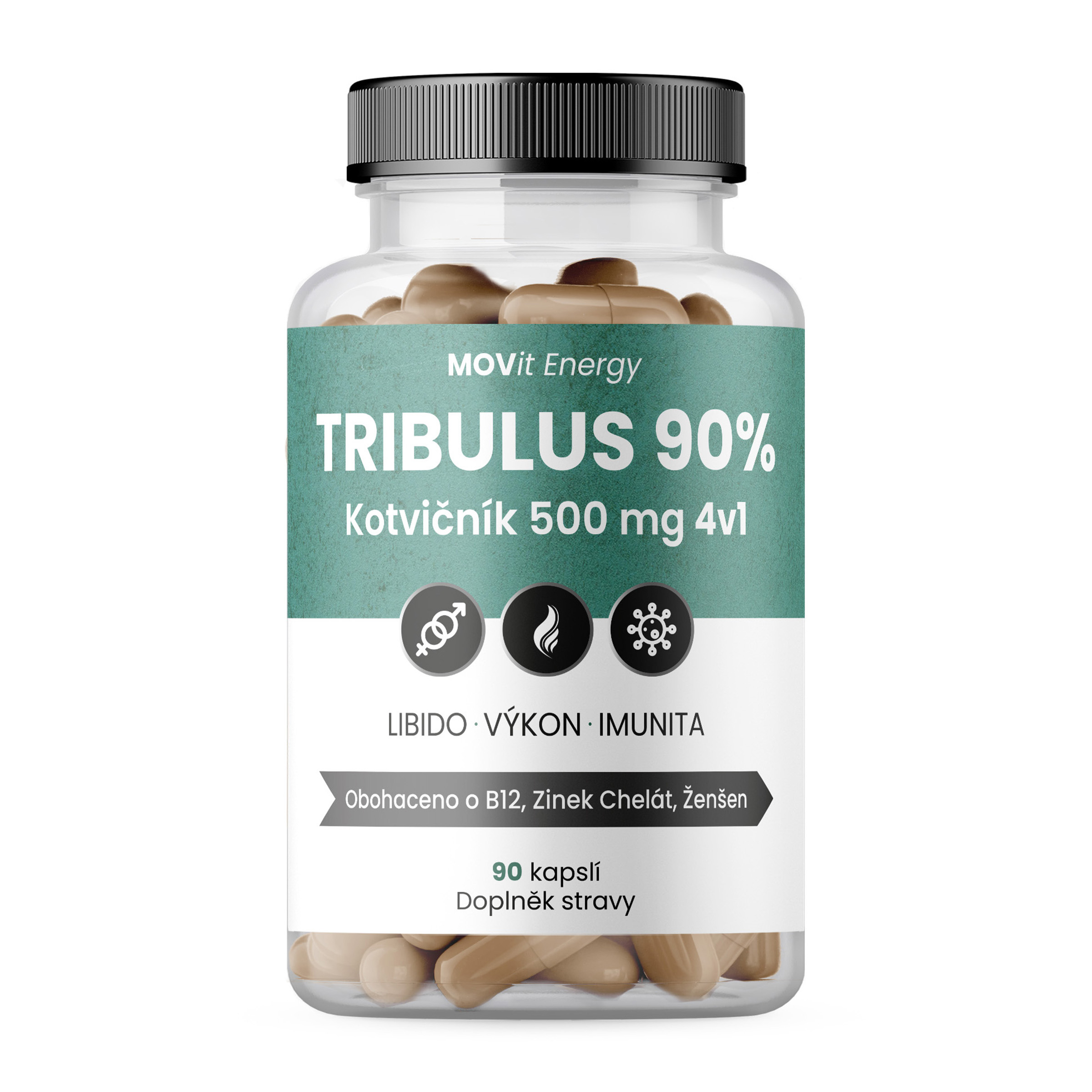 MOVit Movit Tribulus 90% Kotvičník 500 mg 4v1