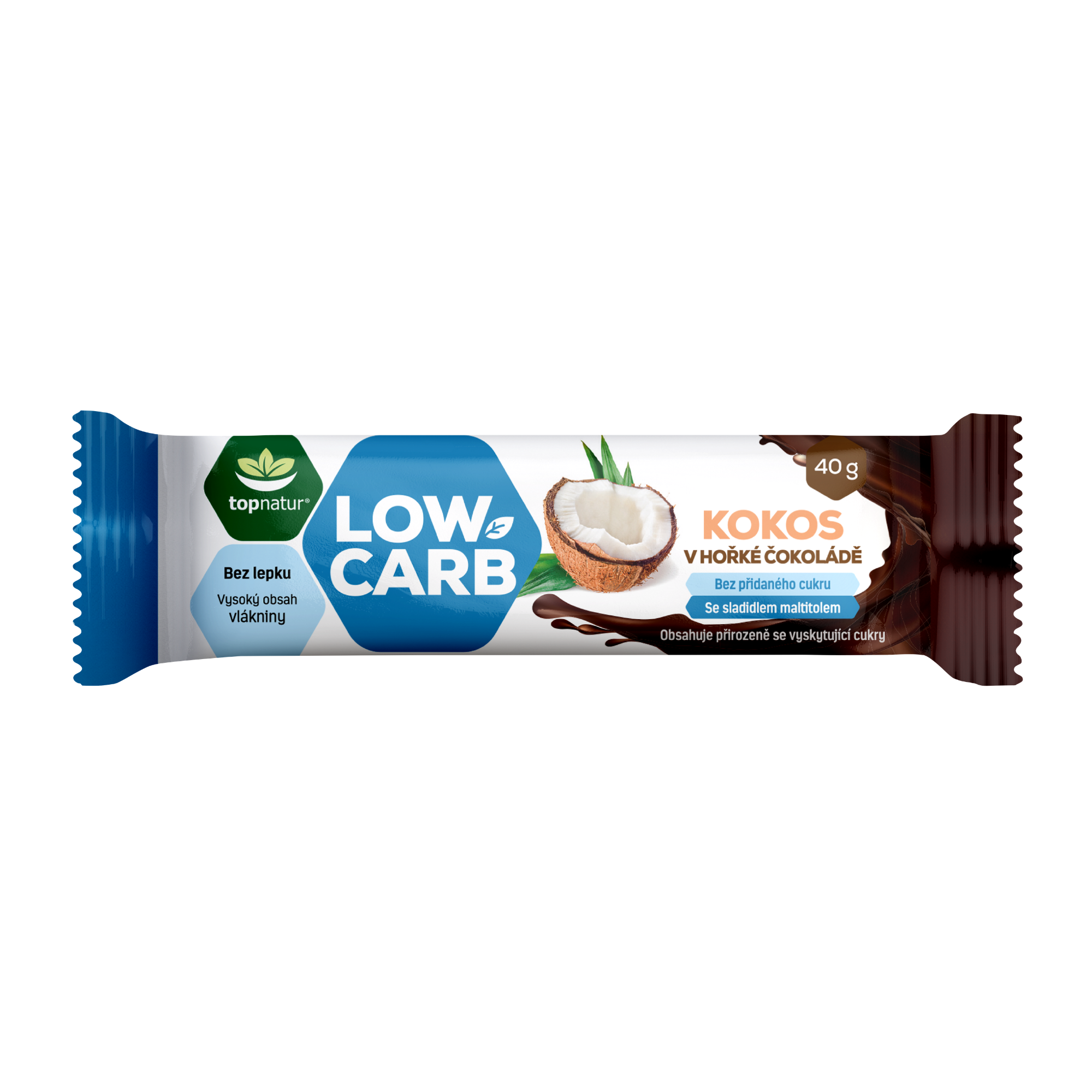 Topnatur low carb tyčinka kokos v horkej čokoláde